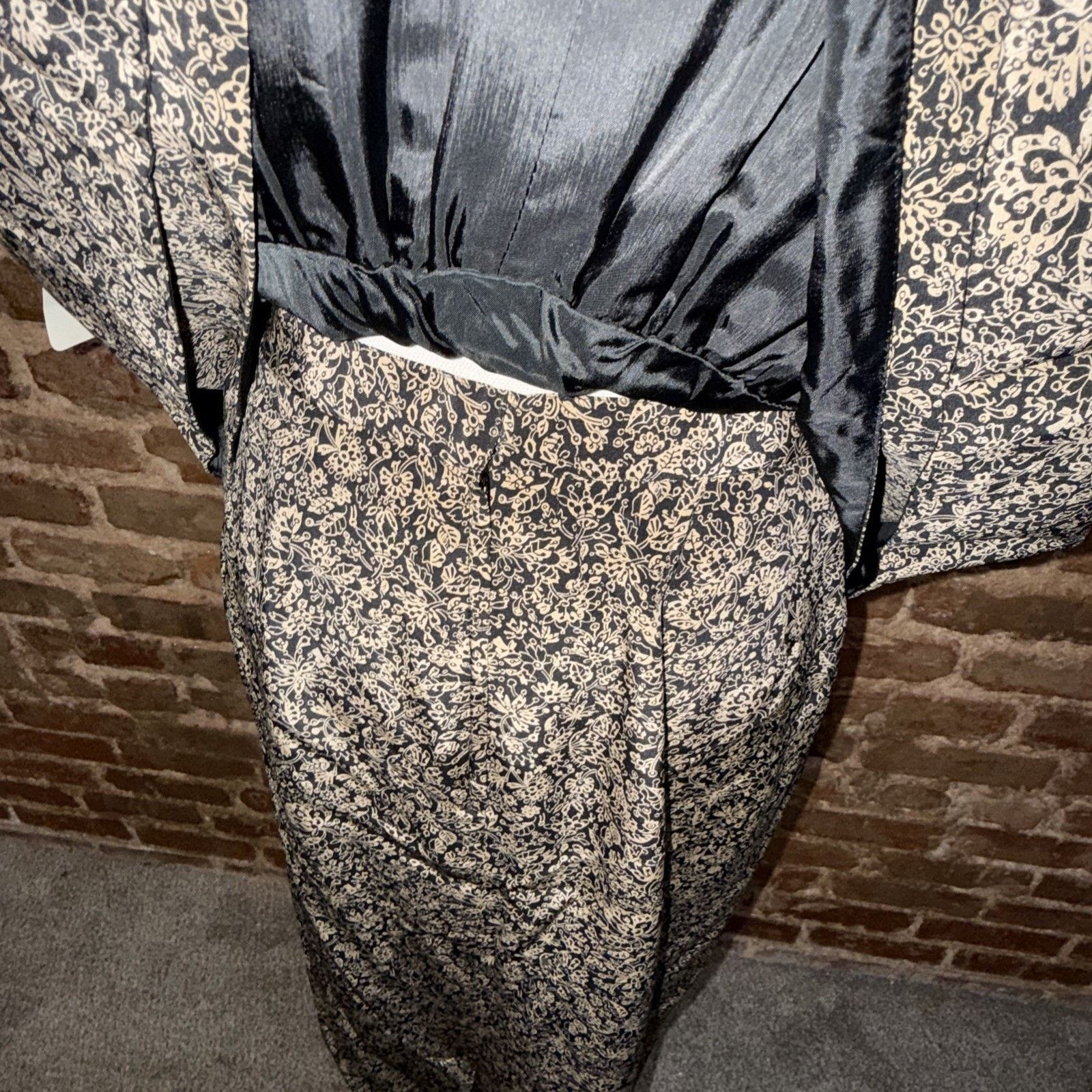 Other 100% Silk Vintage Dark Floral Y2K Peplum Puff sleeve cottage Size L / US 10 / IT 46 - 9 Thumbnail