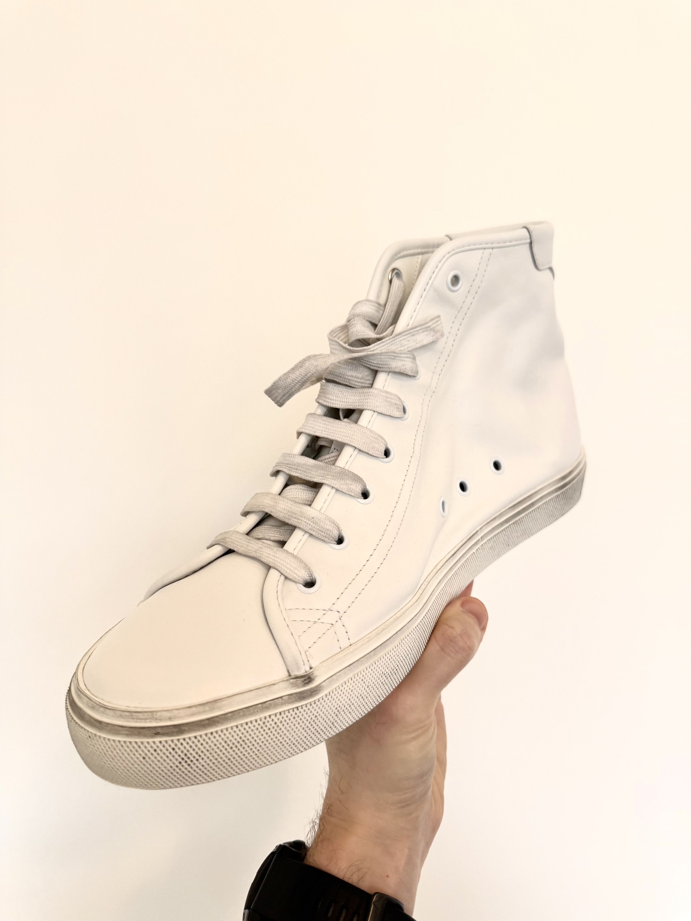 Saint Laurent Paris Saint Laurent Mid-Top Malibu Sneakers in Smooth Leather Size US 12 / EU 45 - 5 Thumbnail
