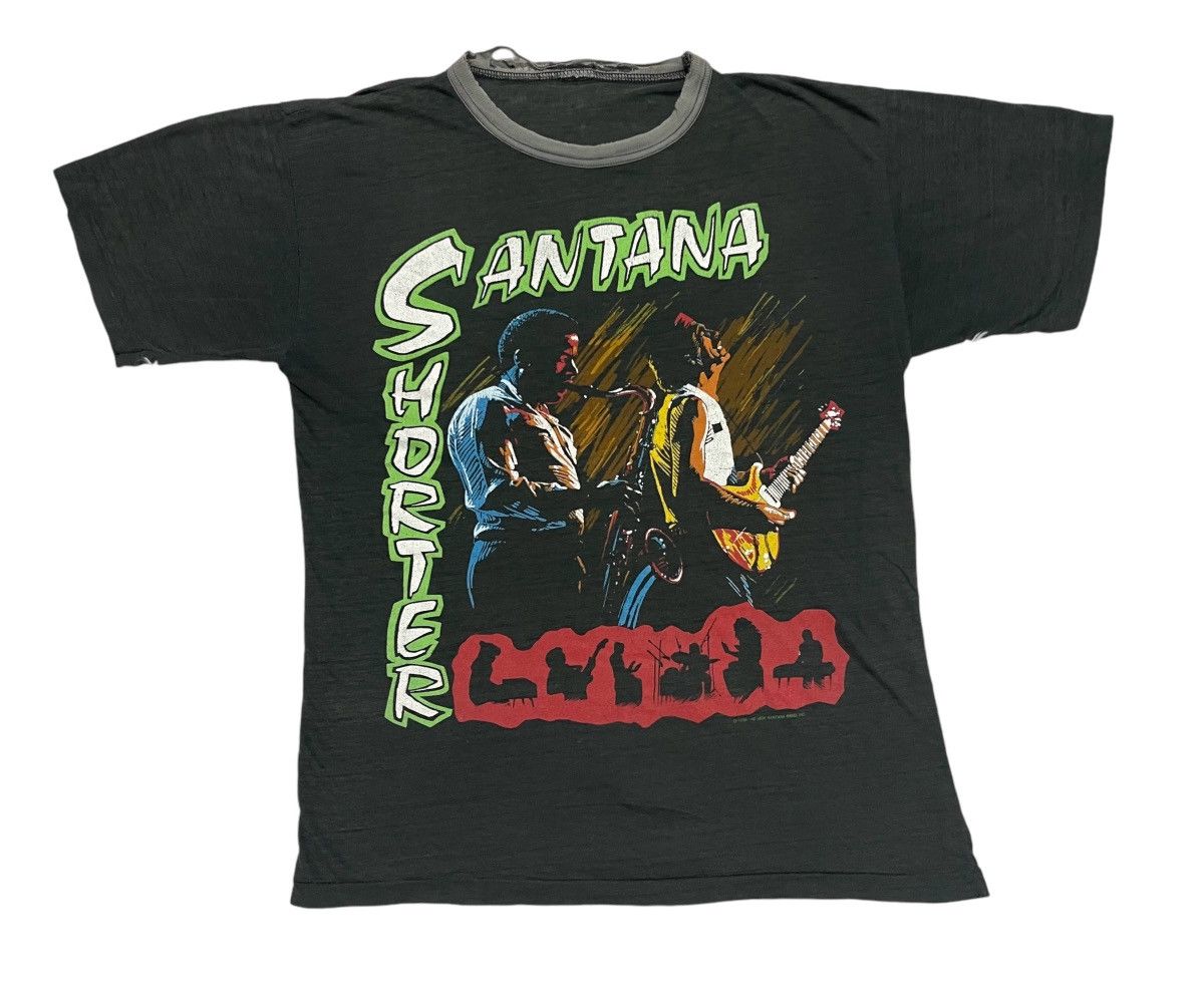 VERY RARE 80s SANTANA ROCK TSHIRT DISTRESSED