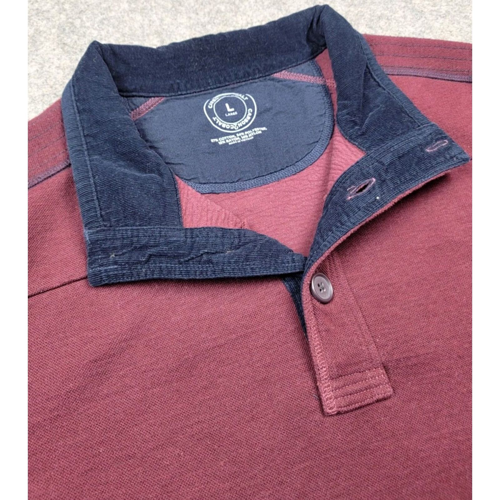 Carbon2Cobalt Carbon 2 Cobalt Sweater Mens Large Red Corduroy Trim Button Pullover Knit 3/4 Button Casual Outdoor Preppy Classic Fall Winter Size US L / EU 52-54 / 3 - 2 Thumbnail