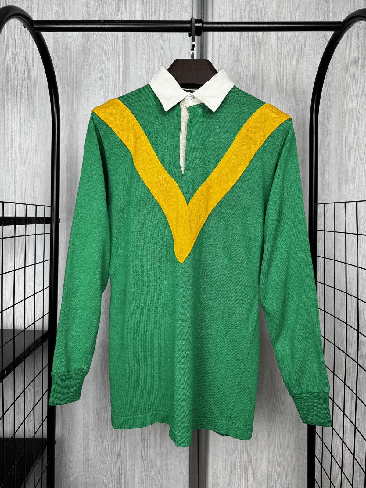 Other HALBRO #1 1980s Rugby Shirt Green Orange Stripe Vintage 40in Size US M / EU 48-50 / 2 - 2 Thumbnail