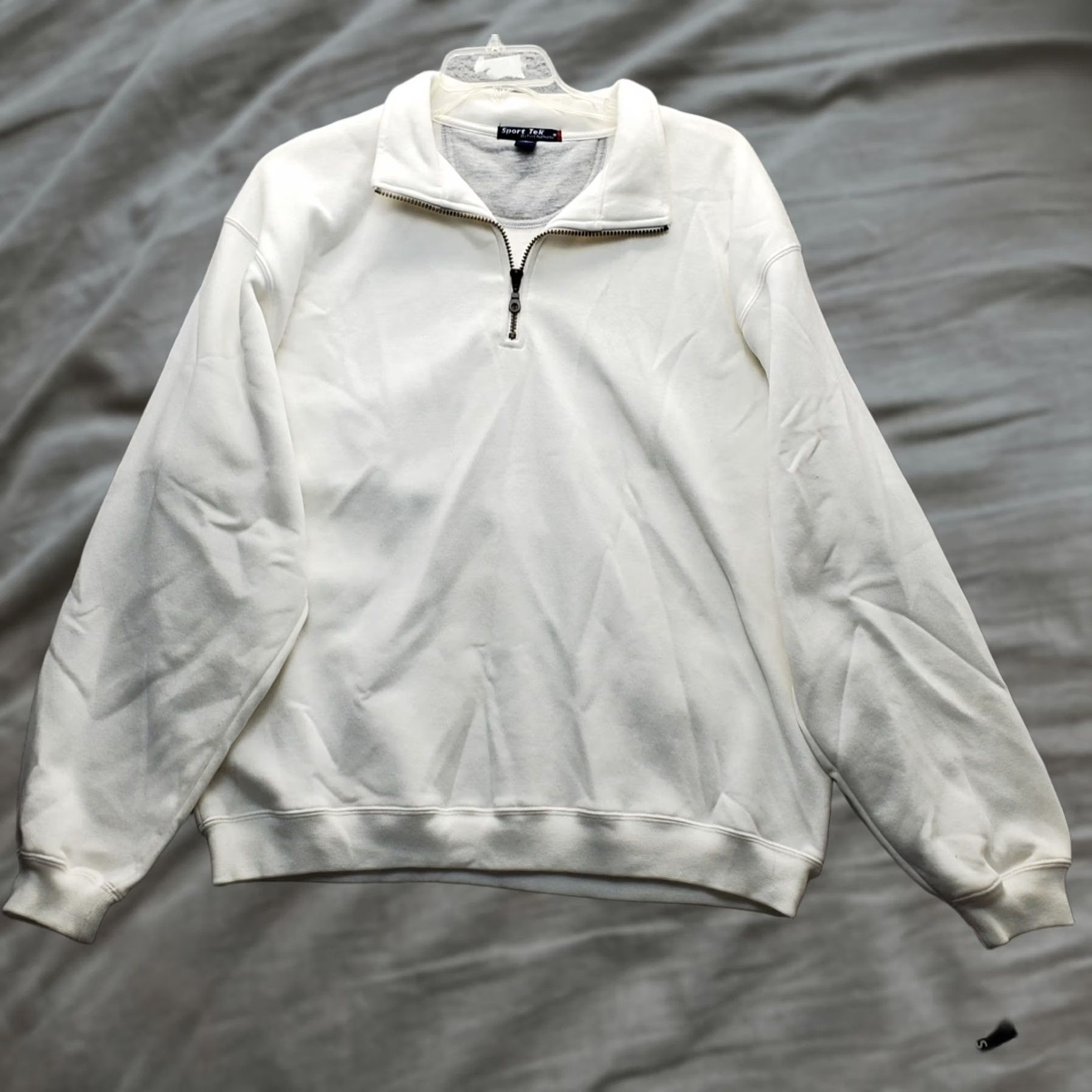 Port Authority Sport-Tek Fleece Sweatshirt Men XL White Mock Neck Quarter Zip Size US XL / EU 56 / 4 - 1 Thumbnail