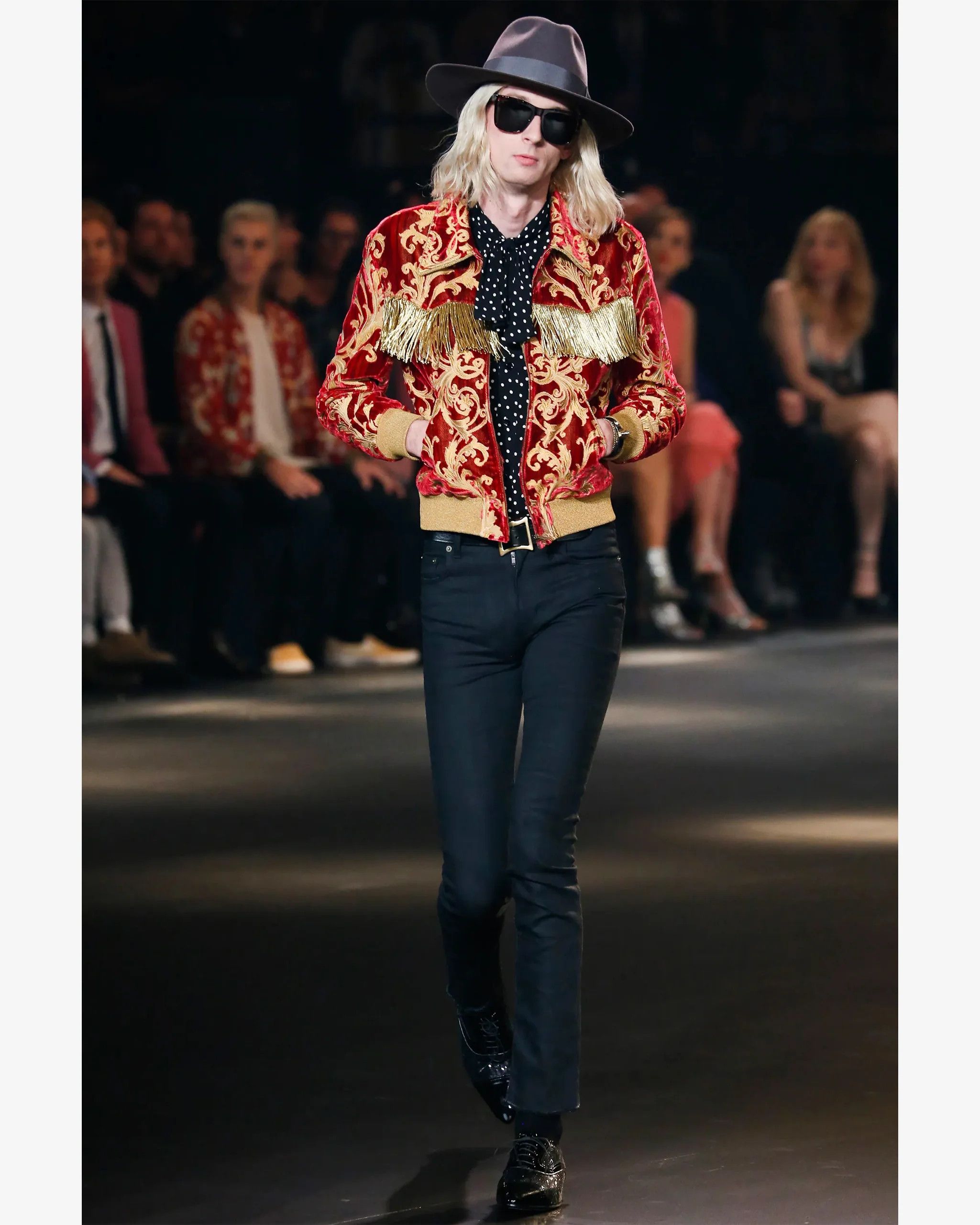 Saint Laurent Paris Brocade Fringe Bomber Jacket (FW16) Size US M / EU 48-50 / 2 - 11 Thumbnail