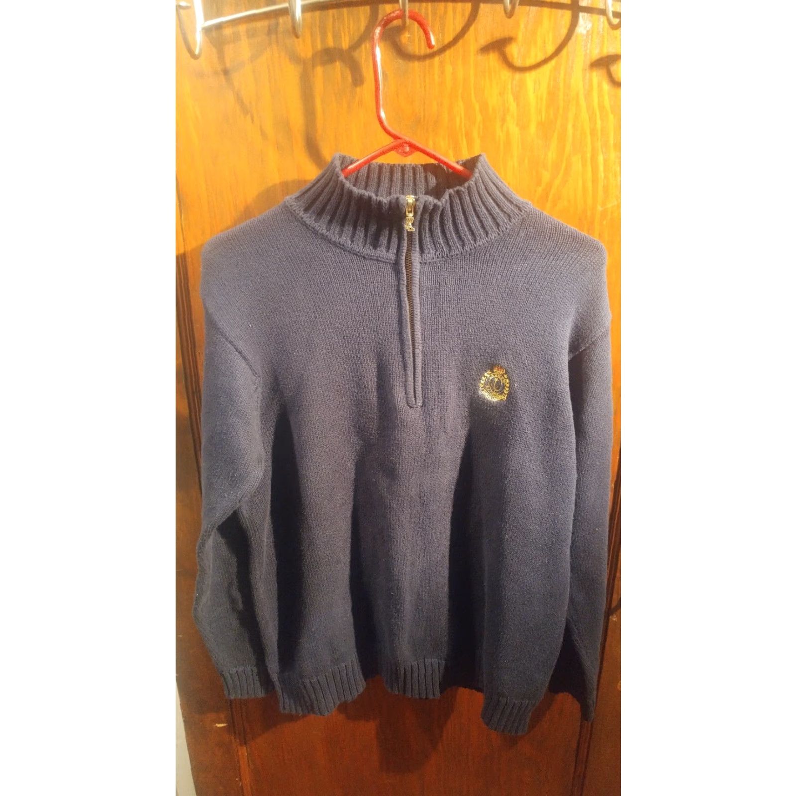 Ralph Lauren VINTAGE Lauren Ralph Lauren Navy Crest Sweater Mens Like New Size S Fits M-L Half Zip Blue Crest 90s/ Vintage Theme Mens Size US S / EU 44-46 / 1 - 3 Thumbnail