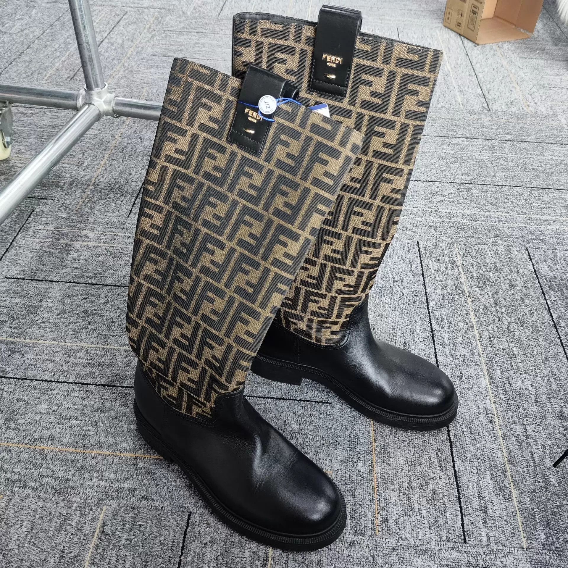 Fendi Fendi All-Over Print Knee-High Boots Black 39 Size US 8.5 / IT 38.5 - 2 Thumbnail