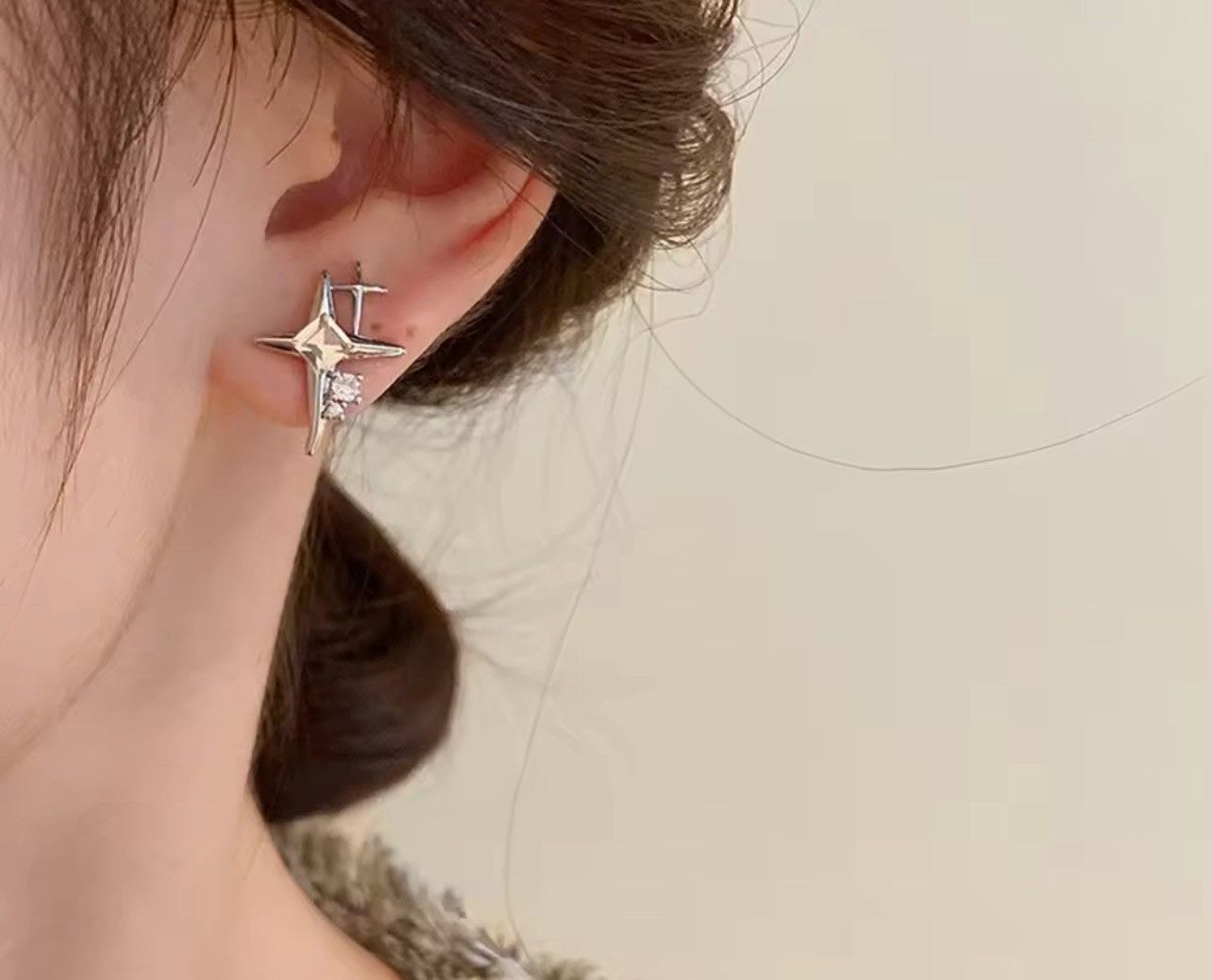 Jewelry Liquid Metal Cross Star Earrings Size ONE SIZE - 2 Thumbnail