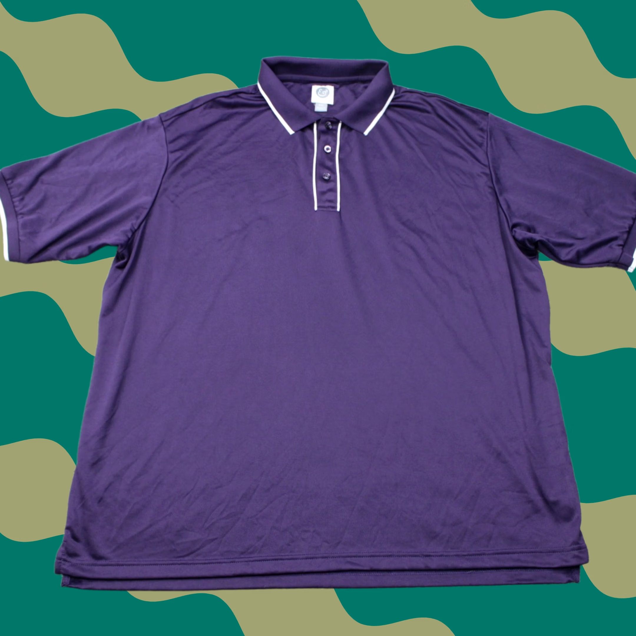 Vintage Kilburne & Finch Polo Shirt Men 3XL Purple 100% Polyester Short Sleeve Solid Shirt Polo Mens XXXL Size US XXL / EU 58 / 5 - 1 Thumbnail