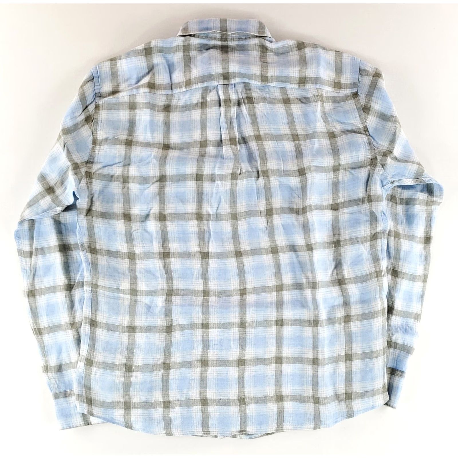 Peter Millar Peter Millar Shirt L Mens 100% Linen Long Sleeve Plaid Blue Gray Multicolor Size US L / EU 52-54 / 3 - 4 Thumbnail
