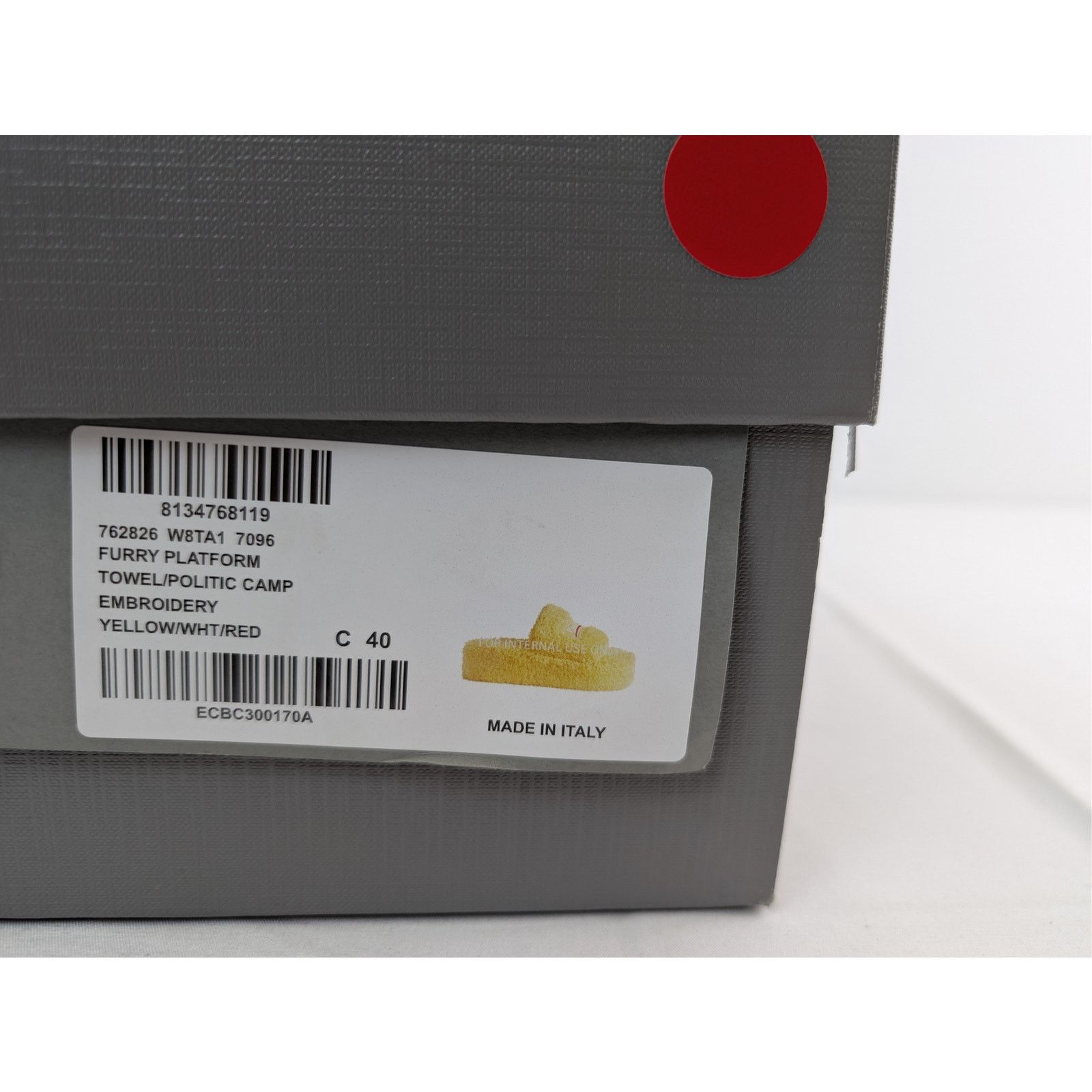 Balenciaga o1rshd1 Furry Platform Slides Slippers in Yellow/White/Red Size US 10 / IT 40 - 22 Thumbnail