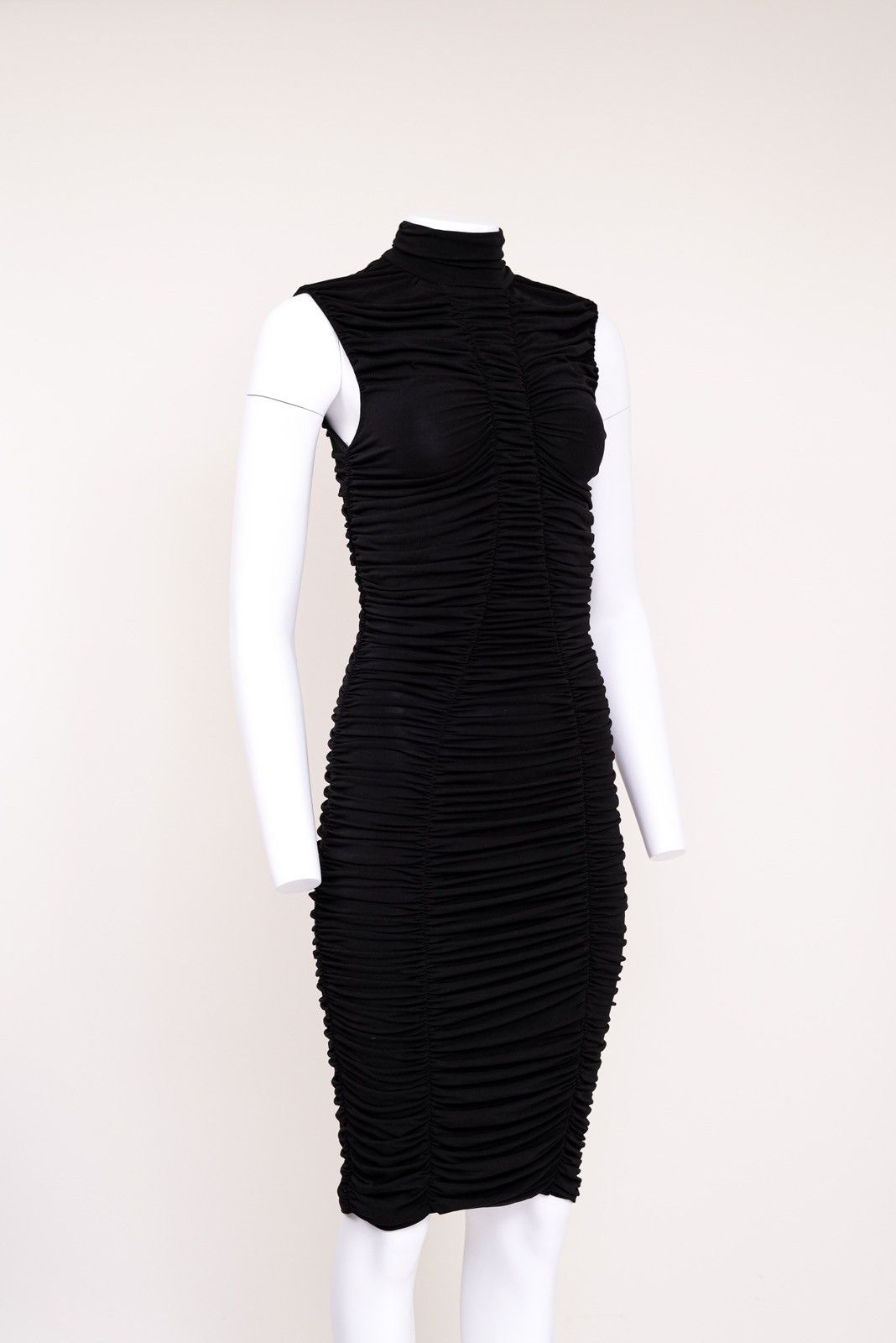 Dolce & Gabbana Dolce & Gabbana 1995 Turtleneck Ruched Black Dress Size M / US 6-8 / IT 42-44 - 3 Thumbnail