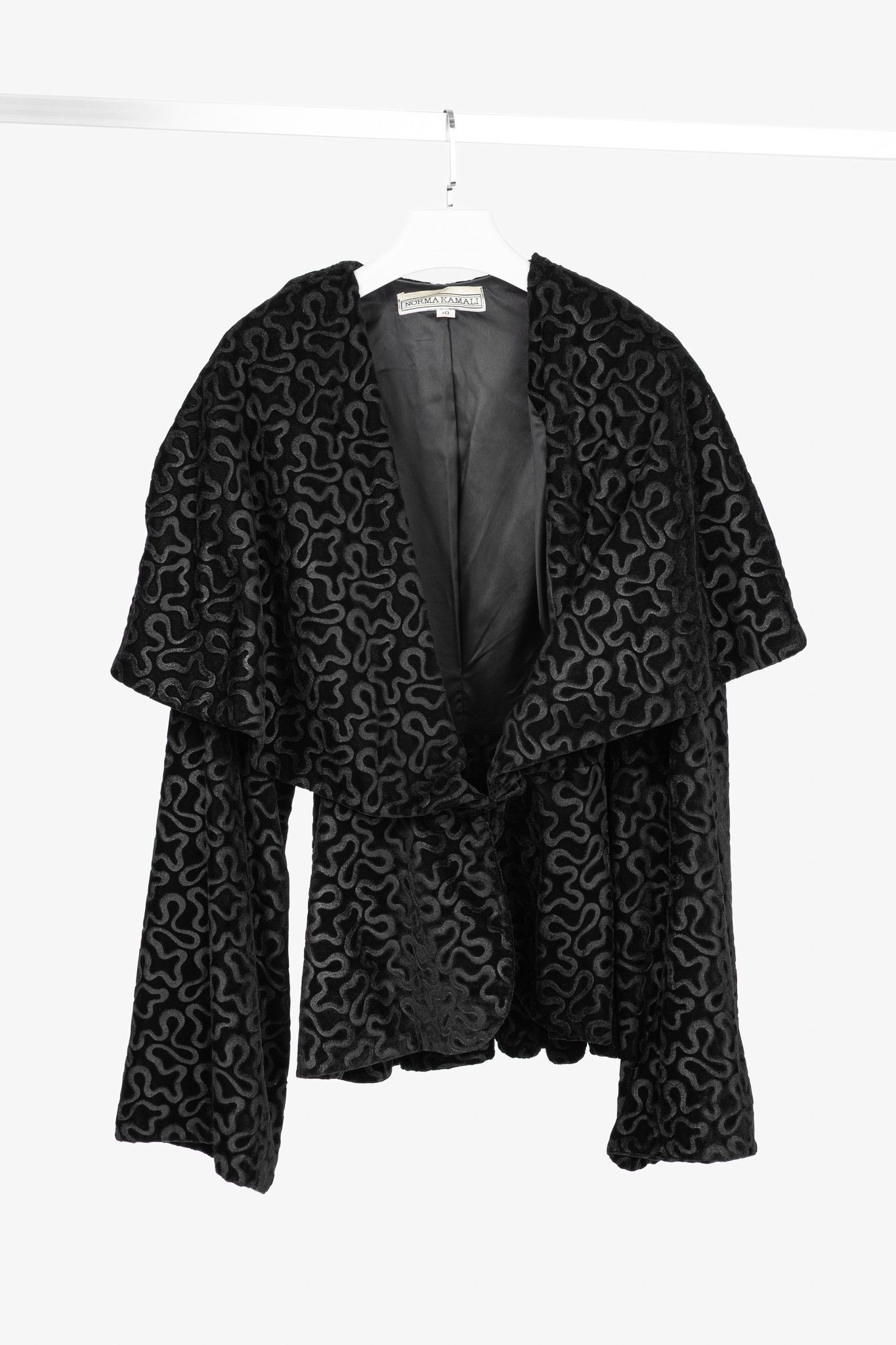 Norma Kamali Norma Kamali Vintage 80's Velvet Squiggle Hooded Jacket Size L / US 10 / IT 46 - 1 Thumbnail