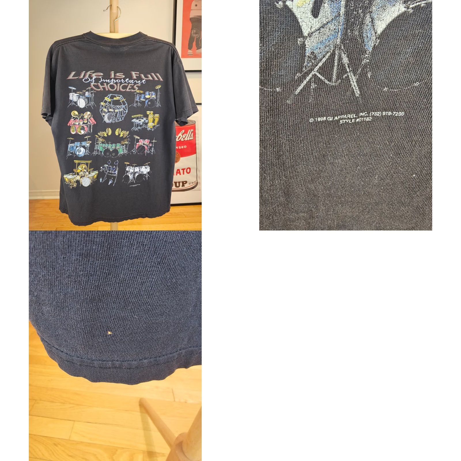 Delta VINTAGE LIFE IS FULL OF IMPORTANTS CHOICE DRUM BLACK SINGLE STITCH T-SHIRT L Size US L / EU 52-54 / 3 - 8 Thumbnail