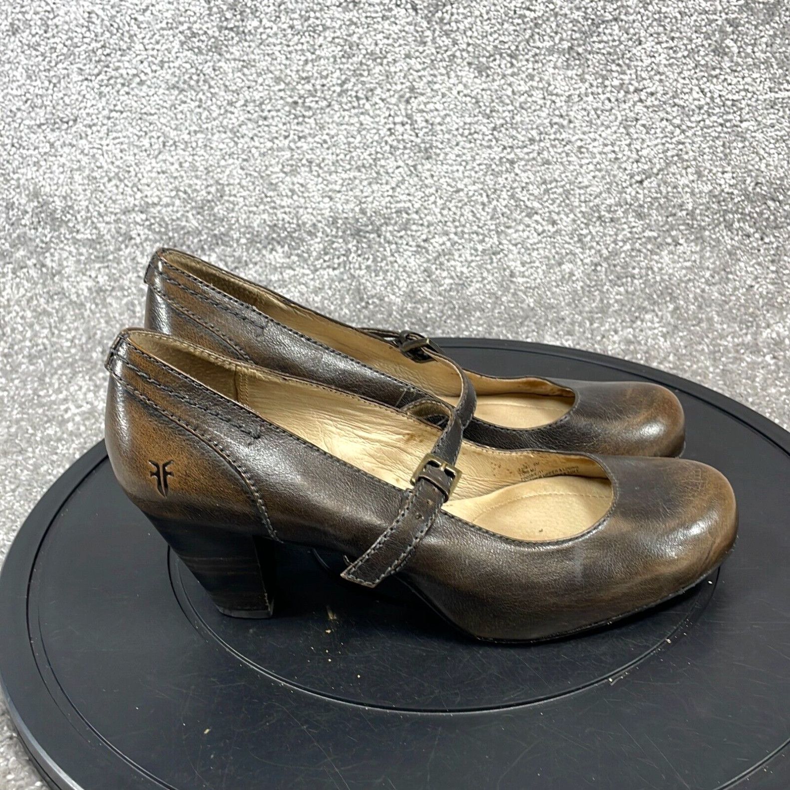 Frye Heels Women s Size 8 M Lois Round Toe Buckle Mary Jane Brown Leather Footwear