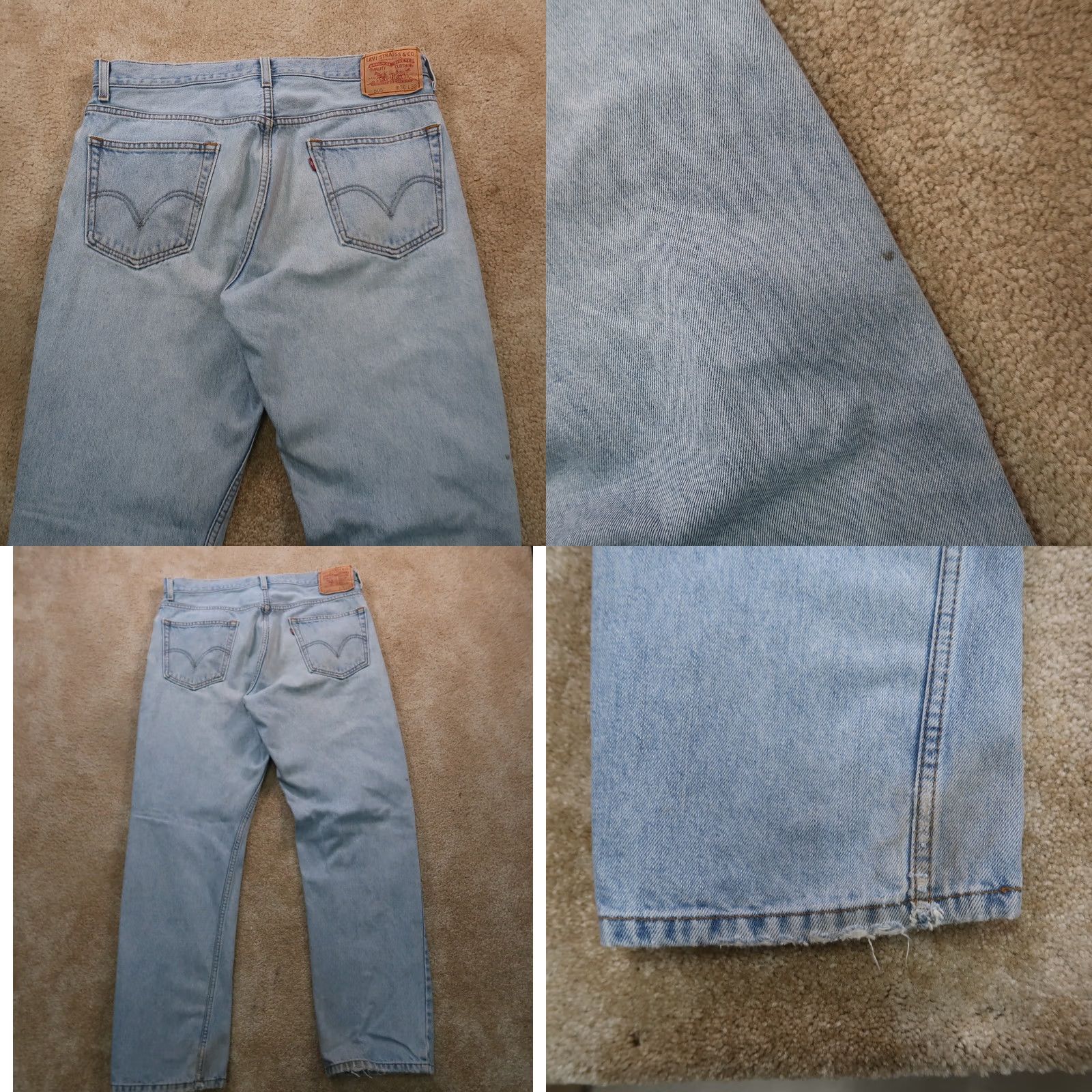 Levi's Levi's 505 Regular Fit Straight Leg Jeans Men's 36x32 Blue Denim Distressed Jeans Size US 36 / EU 52 - 8 Thumbnail