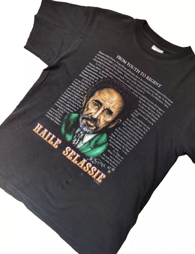 Vintage Vintage Haile Selassie King Ethiopia T-Shirt Rastafari Size US M / EU 48-50 / 2 - 4 Thumbnail