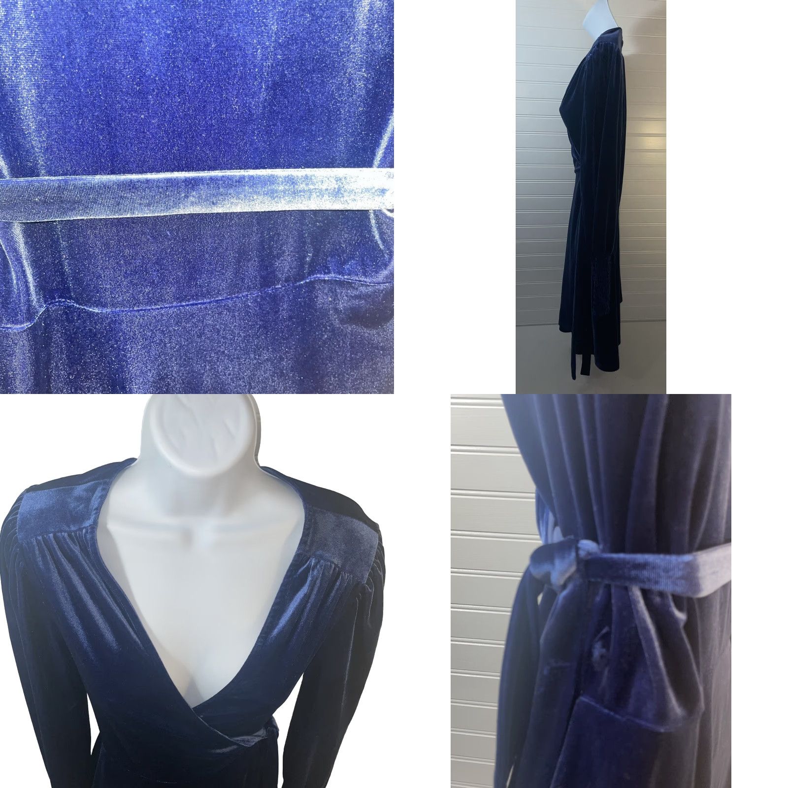 Vintage Miami Wrap Dress Women Small V Neck Long Sleeve Blue Francesca’s S/25AJ90APKD Size S / US 4 / IT 40 - 9 Thumbnail