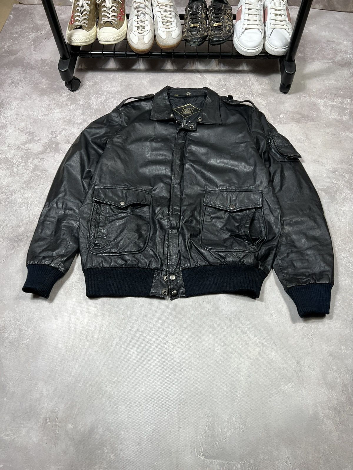 Other Vintage Avirex Style Leather Bomber Jacket Size US XL / EU 56 / 4 - 2 Thumbnail