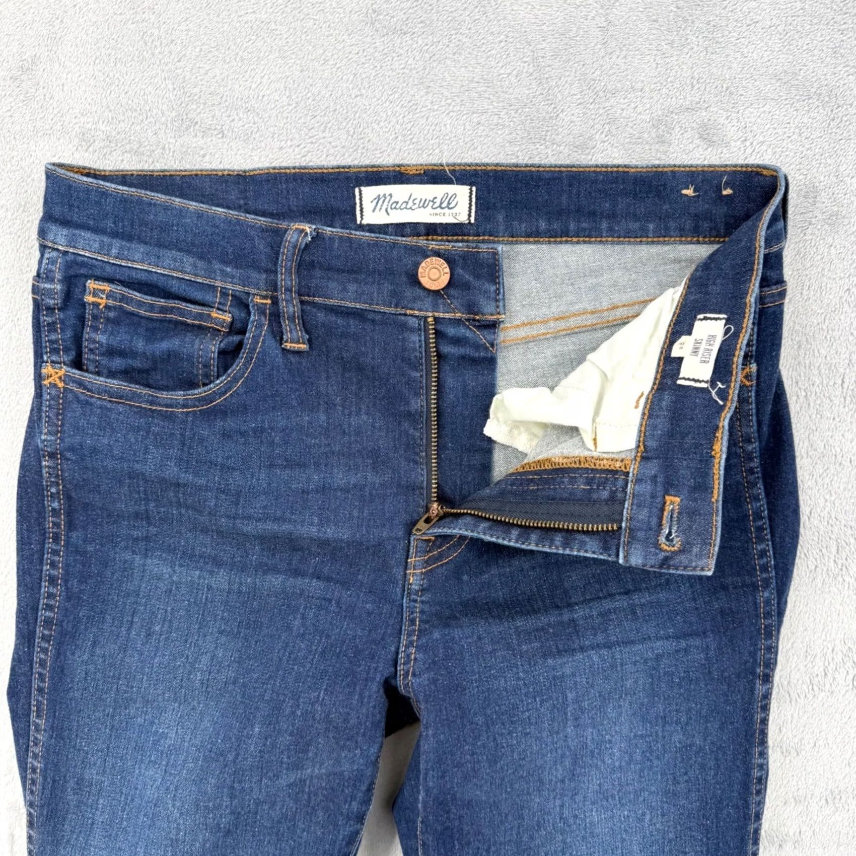 Madewell Madewell High Riser Skinny Jeans Dark Indigo Blue Stretch Denim Women's Size 28 Size 28" / US 6 / IT 42 - 3 Thumbnail