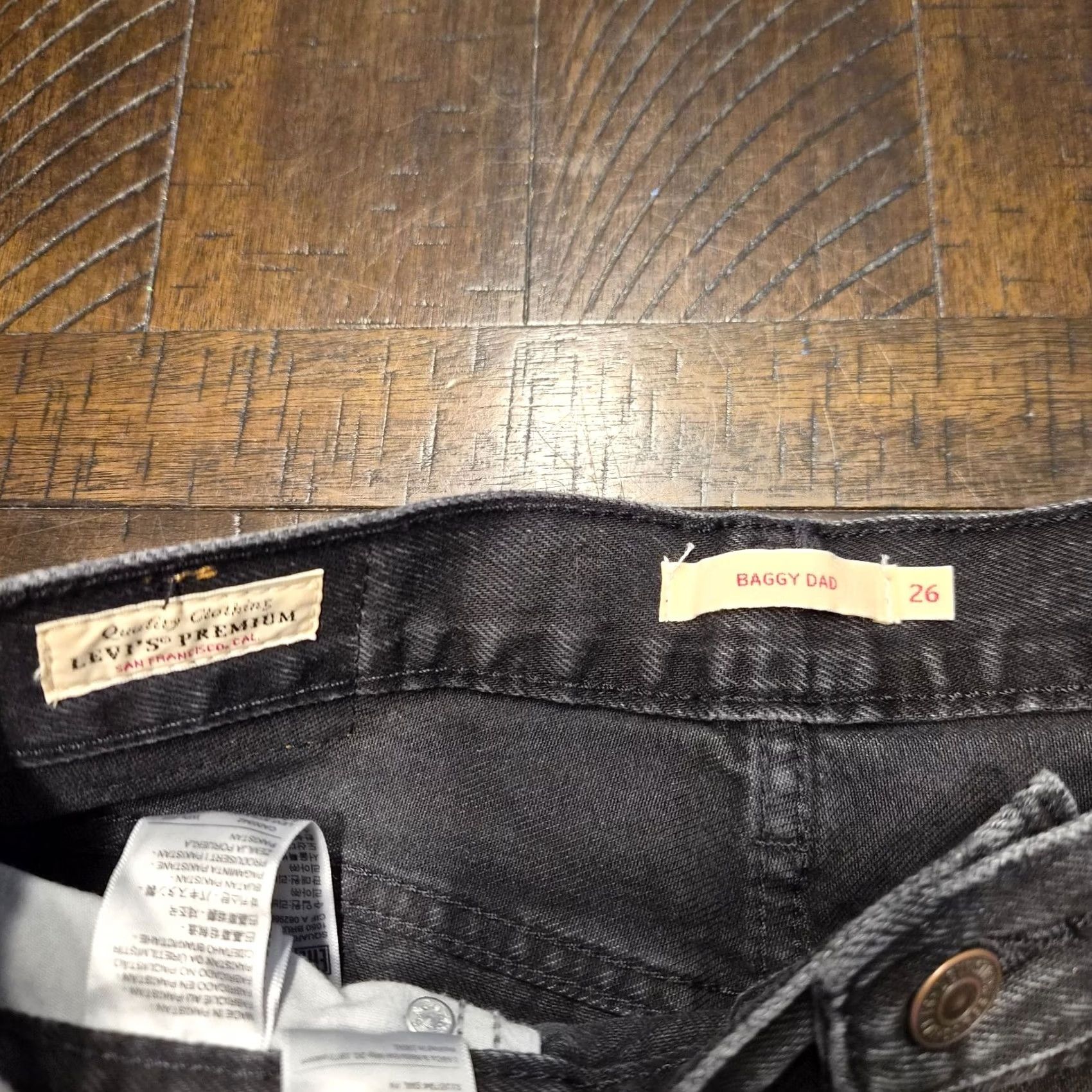 Levi's Levi's Premium Womens Baggy Jeans Size 26 X 31 Black Boho Relaxed Big E G242 Size 26" / US 2 / IT 38 - 3 Thumbnail