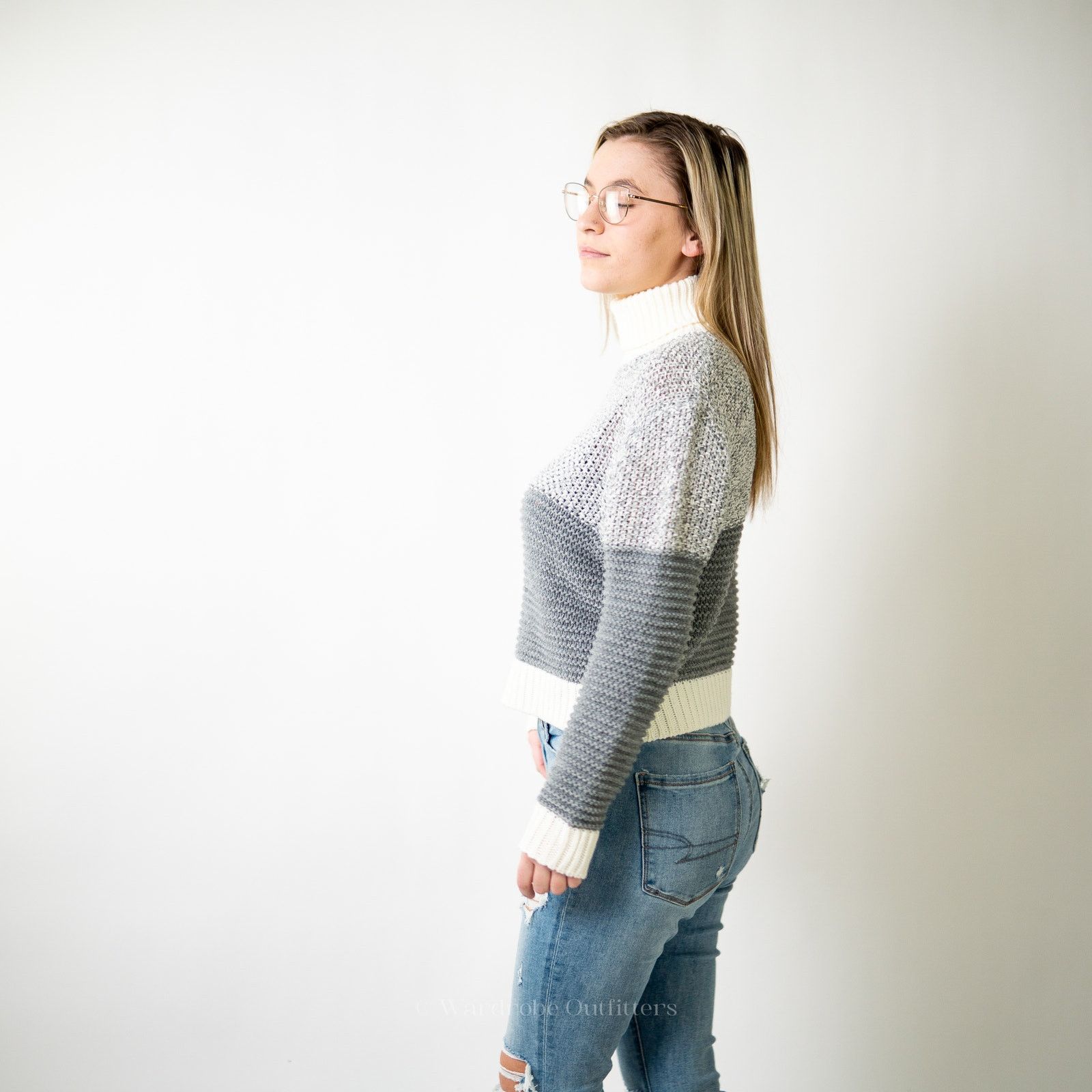 Designer Crochet Knit 2 Tone Sweater Size S / US 4 / IT 40 - 6 Thumbnail