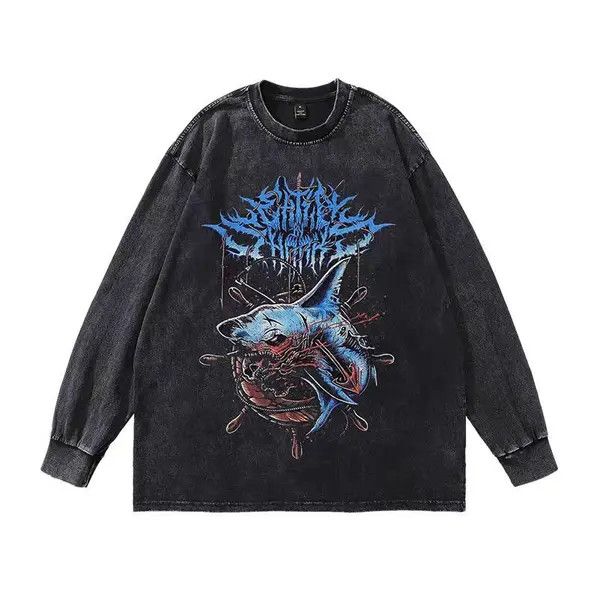 VIBE Street Vintage Hip Hop Printed Washed Long Sleeve T-Shirt Size US L / EU 52-54 / 3 - 7 Thumbnail