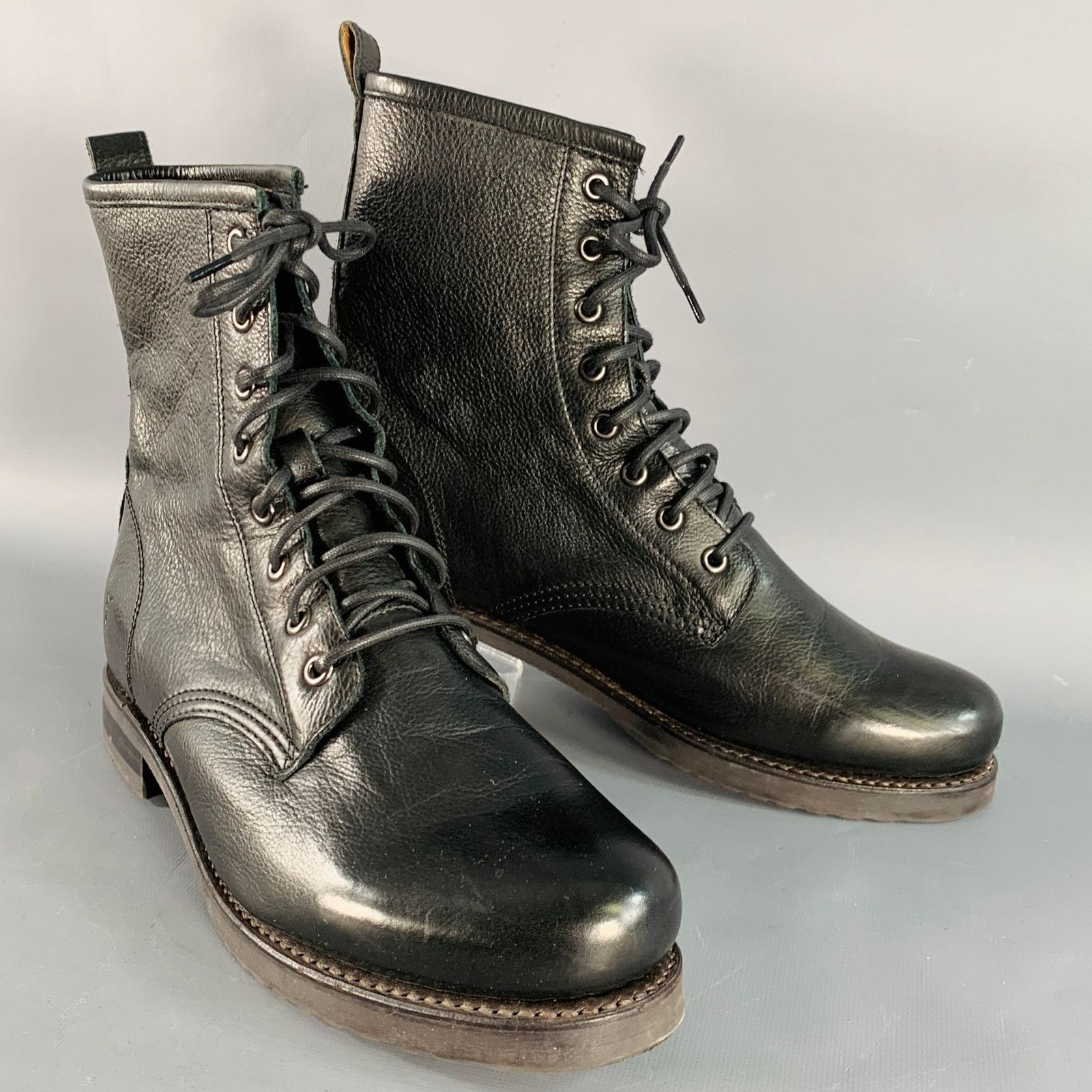 Frye FRYE Size 11 Black Leather Rubber Sole Lace-Up Boots Size US 11 / IT 41 - 1 Thumbnail