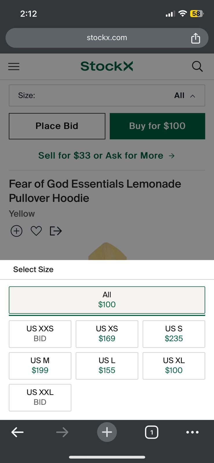 Fear of God OG Fear of God Essentials Lemonade Hoodie FW19 SZ Small 🔥 Size US S / EU 44-46 / 1 - 13 Thumbnail