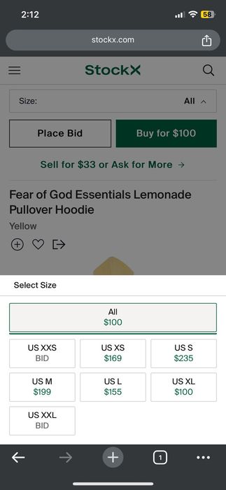 Fear of God Essentials Lemonade Pullover Hoodie Yellow - FW19 - US