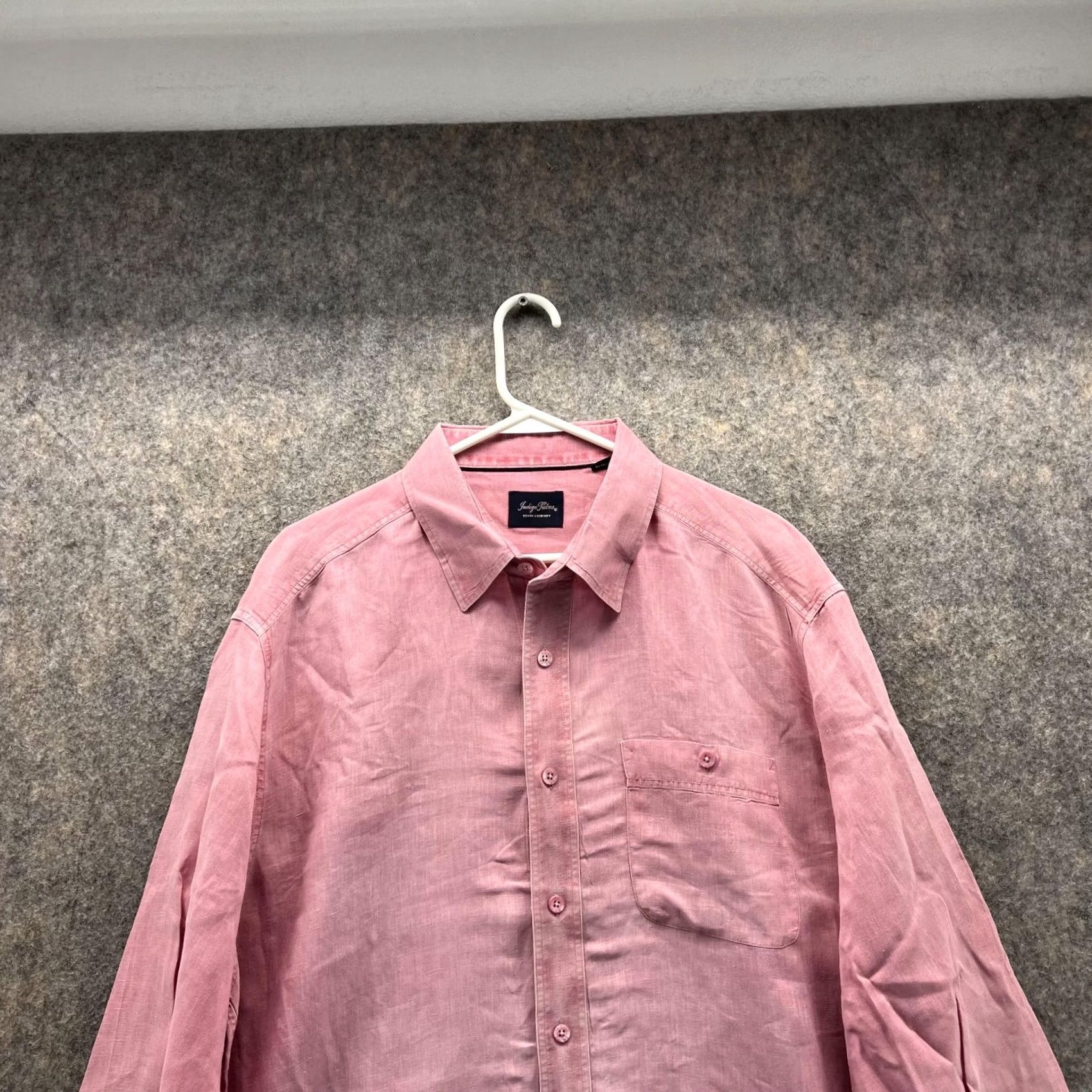 Pinko Indigo Palms Shirt Men XL Adult Pink Linen Button-Down Casual Preppy Striped? No Solid Pink Size US XL / EU 56 / 4 - 2 Thumbnail