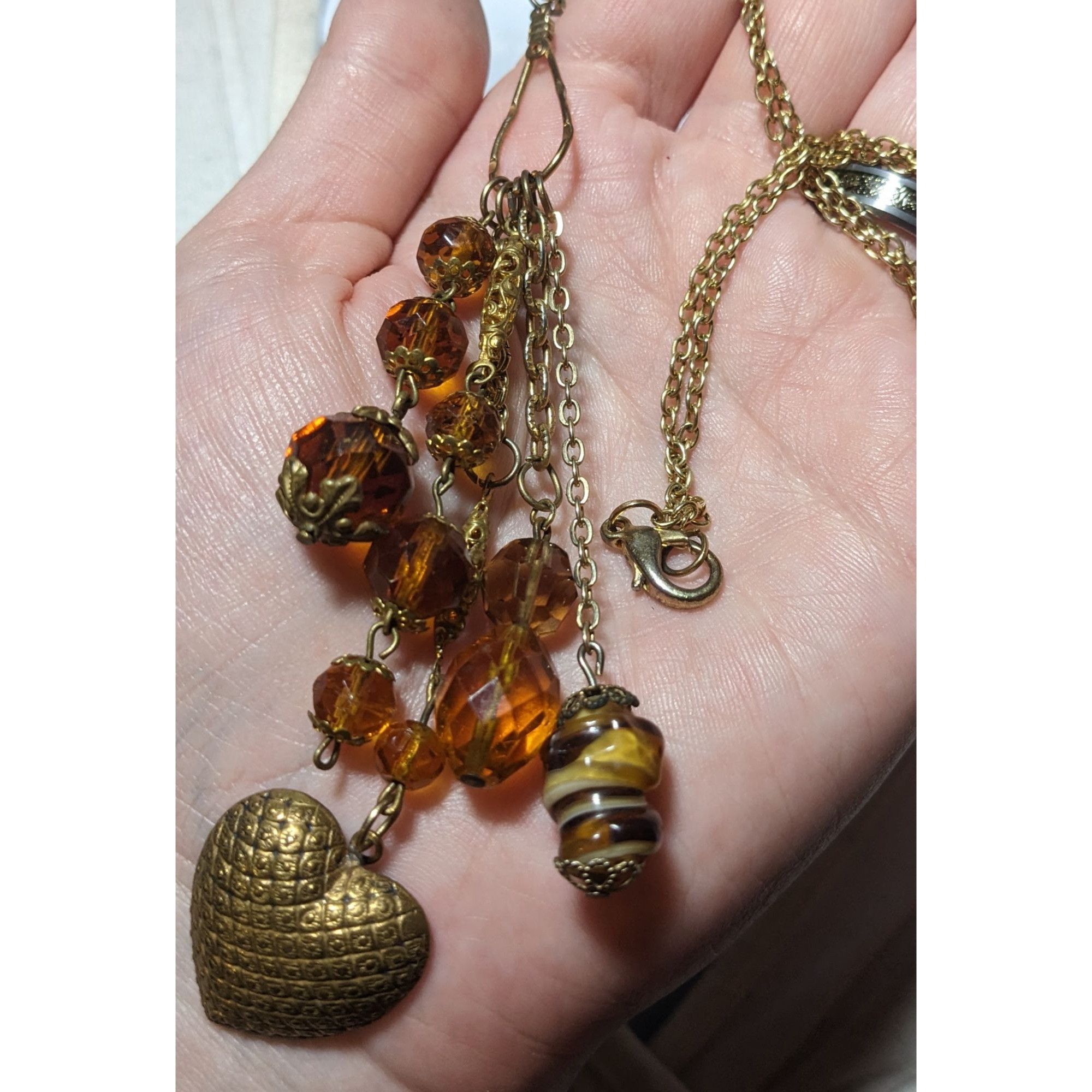 Other Victorian Style Gold And Glass Charm Necklace Size ONE SIZE - 5 Thumbnail