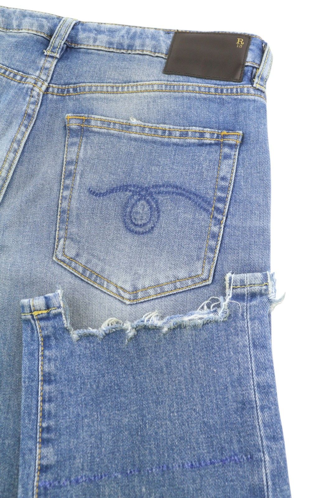 R13 BOY STRAIGHT W RIPS 27 Jasper Stretch Distress Jeans 86234 Size 27" / US 4 / IT 40 - 6 Thumbnail