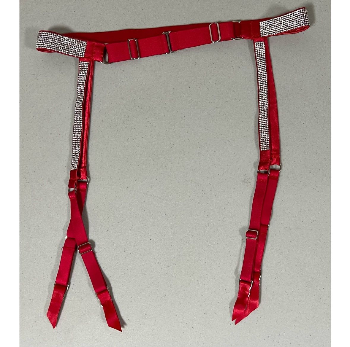 Victoria's Secret VS Red Satin Silk Diamond Garter Belt Lingerie Size XS/S 💎 Size ONE SIZE - 4 Thumbnail