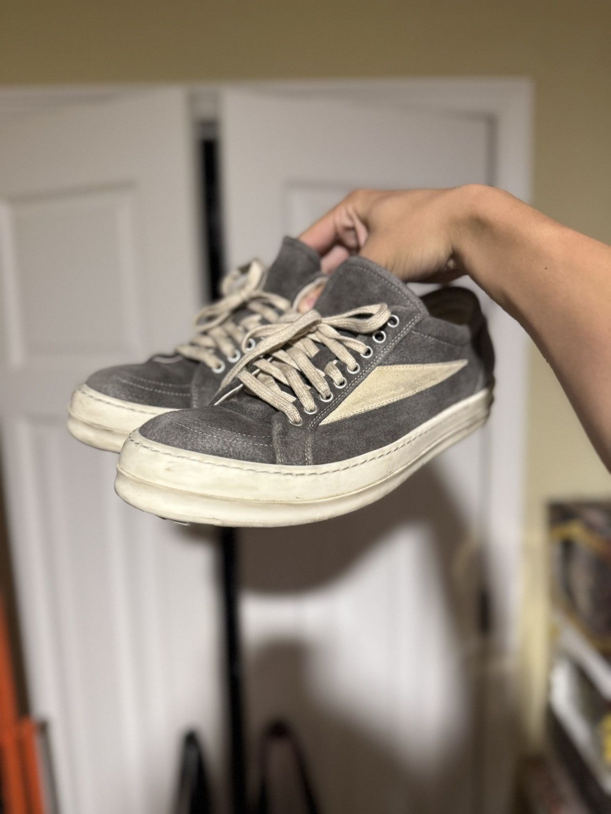 Rick Owens DRKSHDW Grey Suede Vintage Sneakers