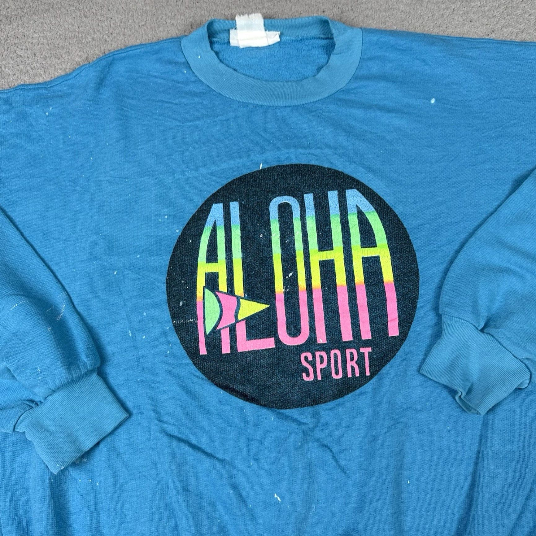 Vintage VINTAGE Aloha Sport Sweatshirt Adult Medium Blue Neon Hawaii 90s Distressed Rare Size US M / EU 48-50 / 2 - 2 Thumbnail