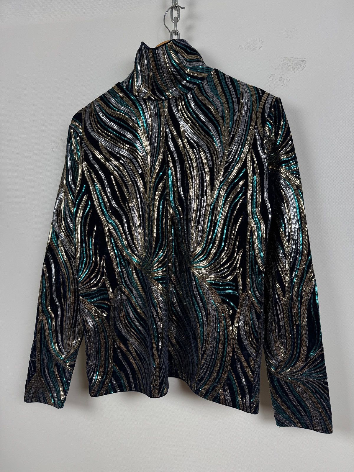 Dries Van Noten Dries Van Noten Sequin Velvet High Neck Top Size M / US 6-8 / IT 42-44 - 3 Thumbnail