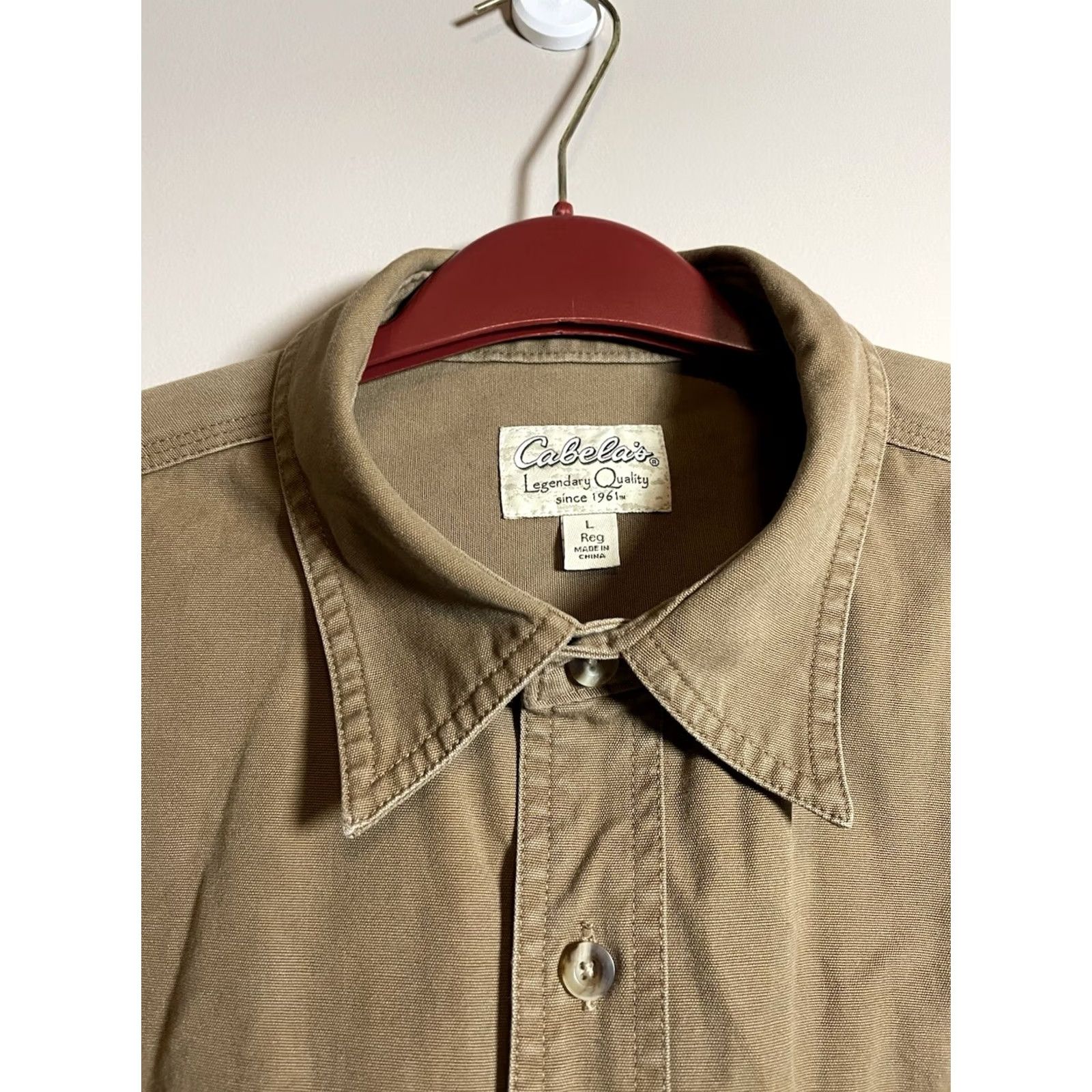 Vintage Cabela’s Men’s L Button-Up Shirt Deer Embroidered Logo Yellow Long Sleeve Casual Cotton Flannel Pockets Size US L / EU 52-54 / 3 - 3 Thumbnail