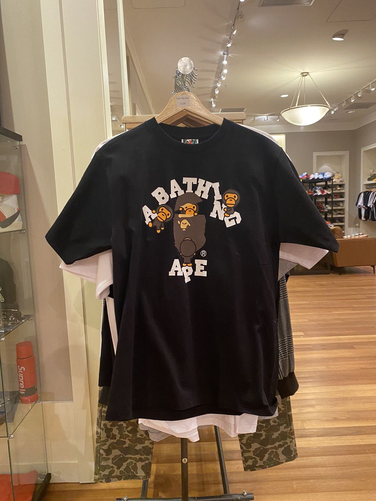 image of Bape Logo Tee in Black, Men's (Size Medium)