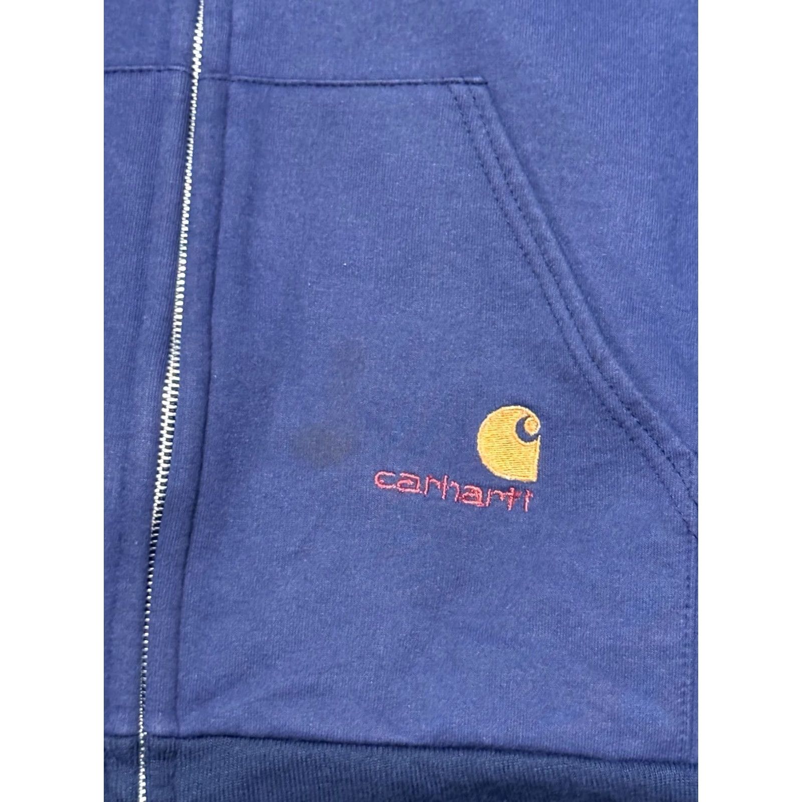 Carhartt VINTAGE Carhartt Rugged Wear Sweatshirt Hoodie Full Zip Crew Neck M/L Blue 90s Public Works Dept Mens Size US L / EU 52-54 / 3 - 3 Thumbnail