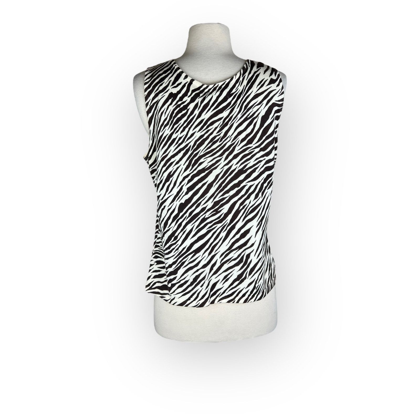 Liz Claiborne Liz Claiborne | Vintage Knit Tank Top Zebra Print | Size 10 Size L / US 10 / IT 46 - 5 Thumbnail