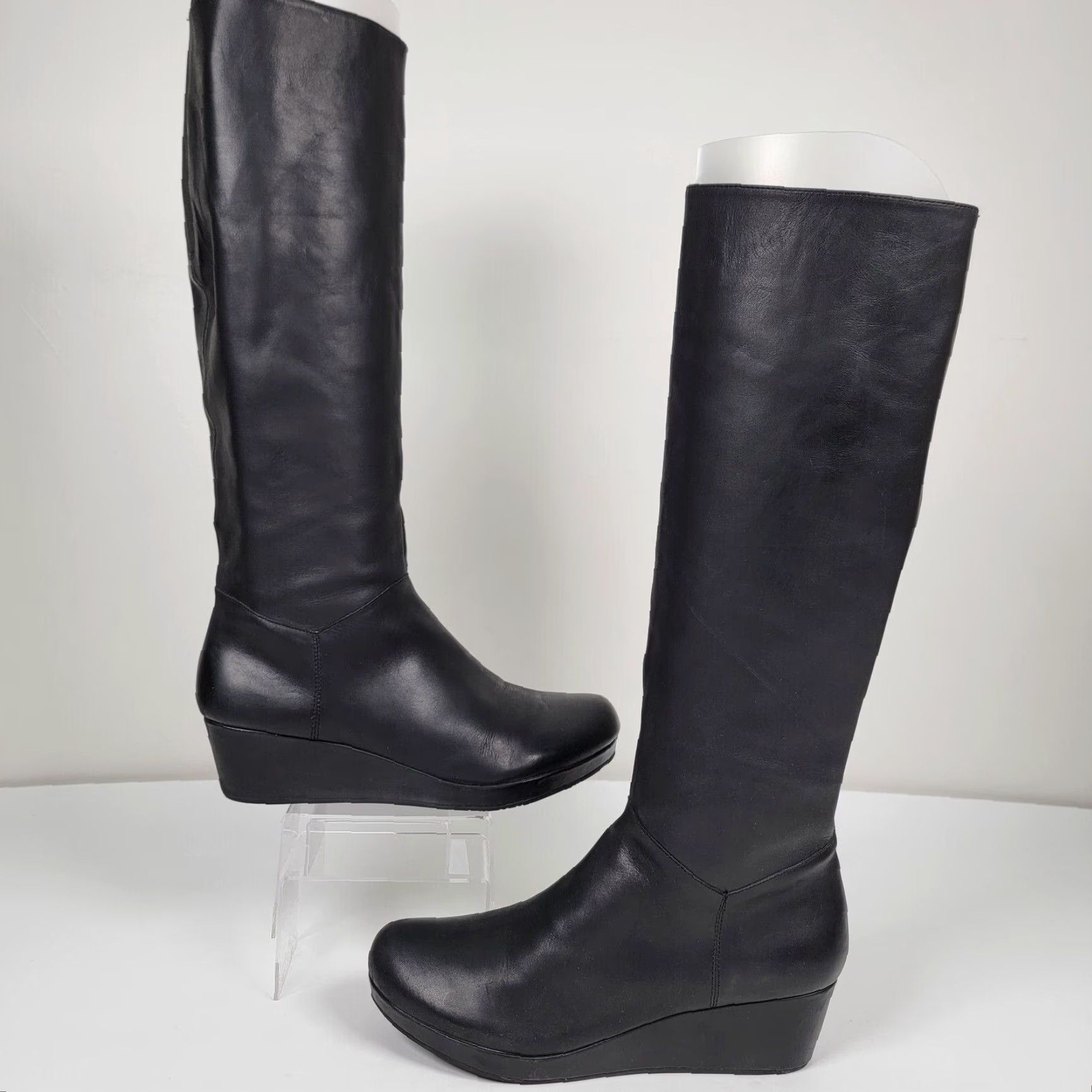 Vintage VINTAGE Yiga Knee High Black Leather Womens Size 10 Wedge Boots by Chocolat Blu Blade Boots Size US 10 / IT 40 - 4 Thumbnail