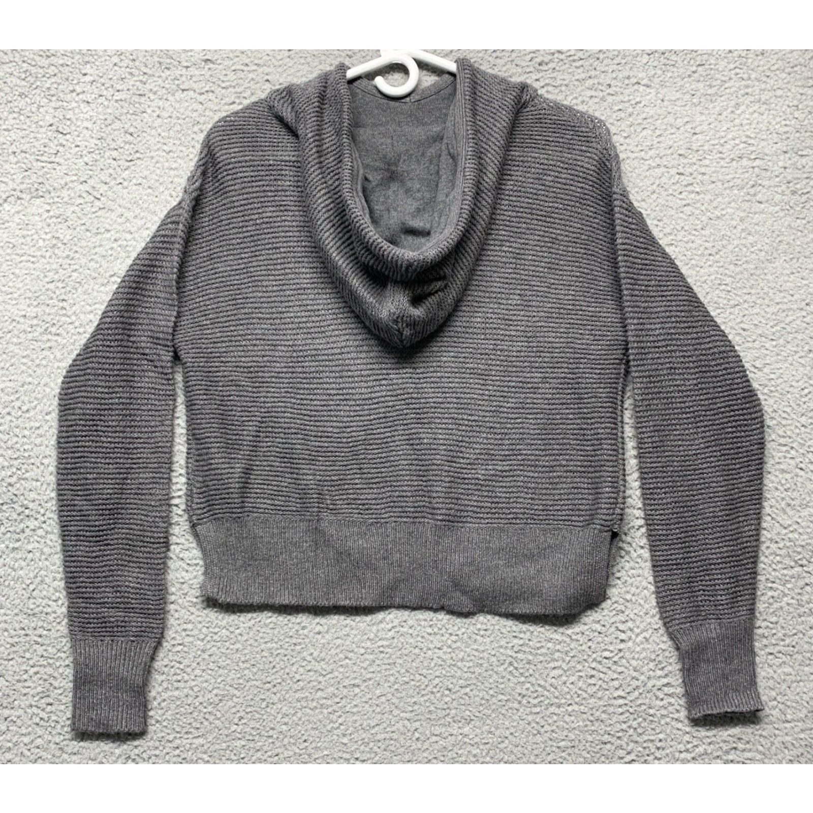 Vintage All In Motion Women's XS Hooded Pullover Sweater Cropped Gray 3” Side Slits Hooded Pullover Size XS / US 0-2 / IT 36-38 - 6 Thumbnail