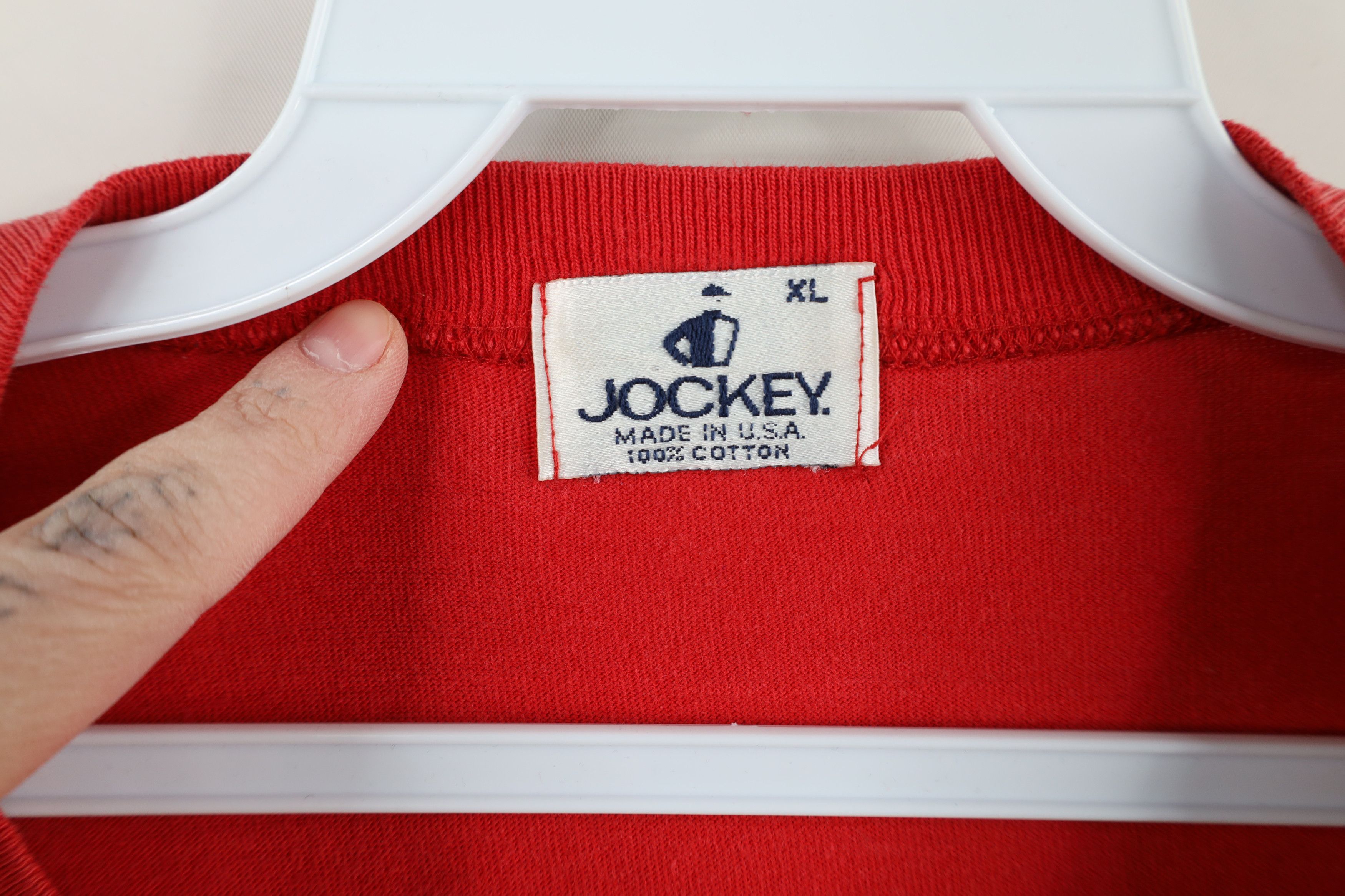 Vintage Vintage 90s Streetwear Baggy Pocket T-Shirt Red Cotton USA Size US XL / EU 56 / 4 - 5 Thumbnail