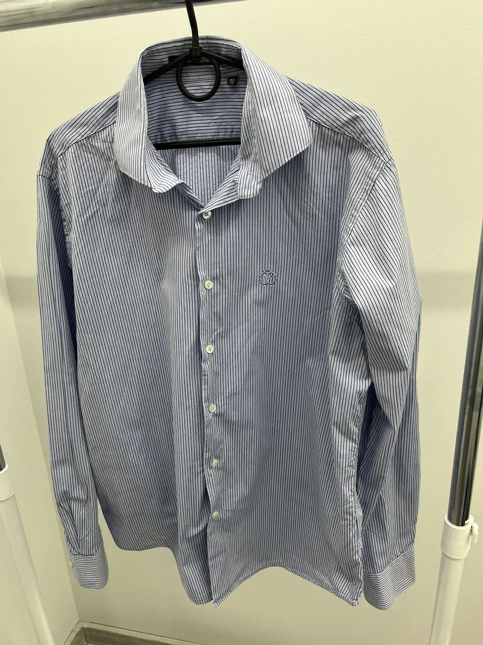 Roberto Cavalli Roberto Cavalli Striped Sky Blue Shirt Size US L / EU 52-54 / 3 - 1 Thumbnail