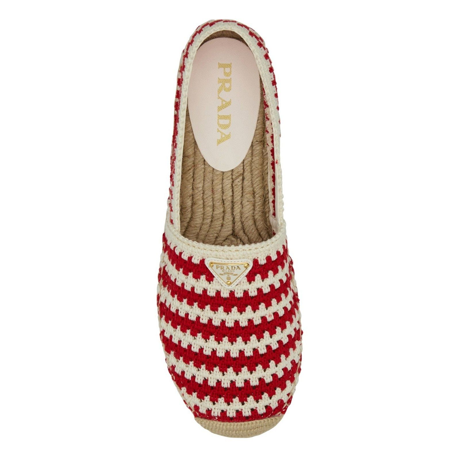 PRADA Two-Tone Red White Striped Crochet Summer Espadrilles
