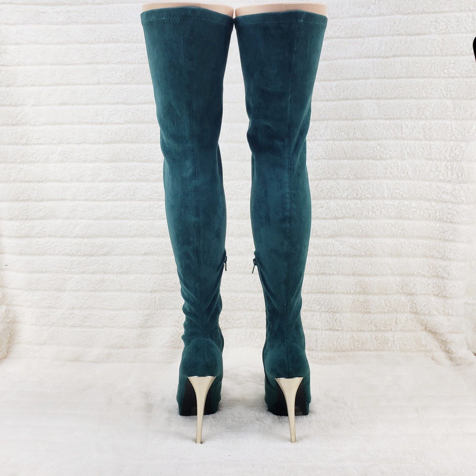 Other Girlz Revenge Faux Stretch Teal Suede High Heel Pointy Toe P Size US 7 / IT 37 - 9 Thumbnail