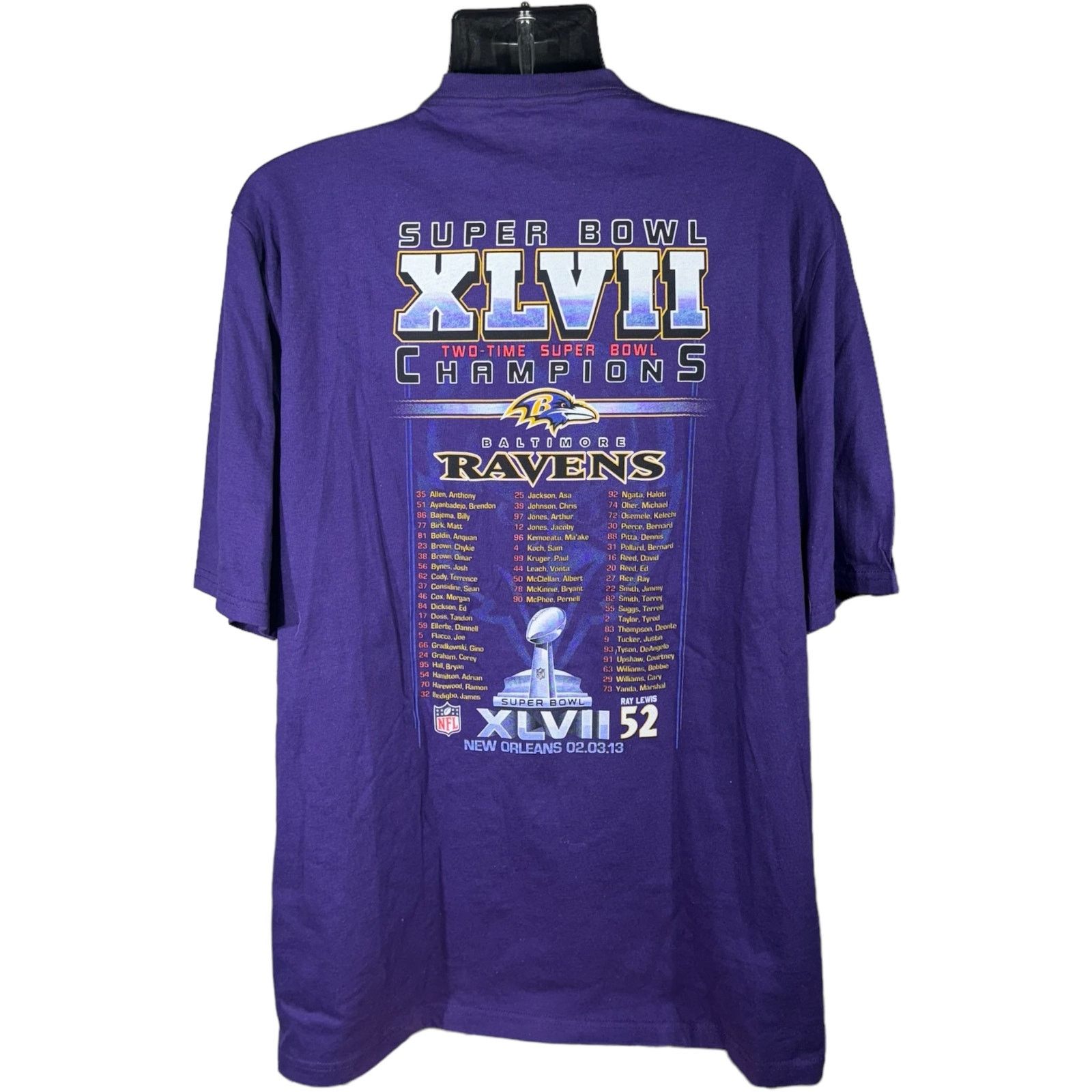 Jerzees Baltimore Ravens Super Bowl XLVII Champs 2012 NFL Tee Size US XL / EU 56 / 4 - 5 Thumbnail
