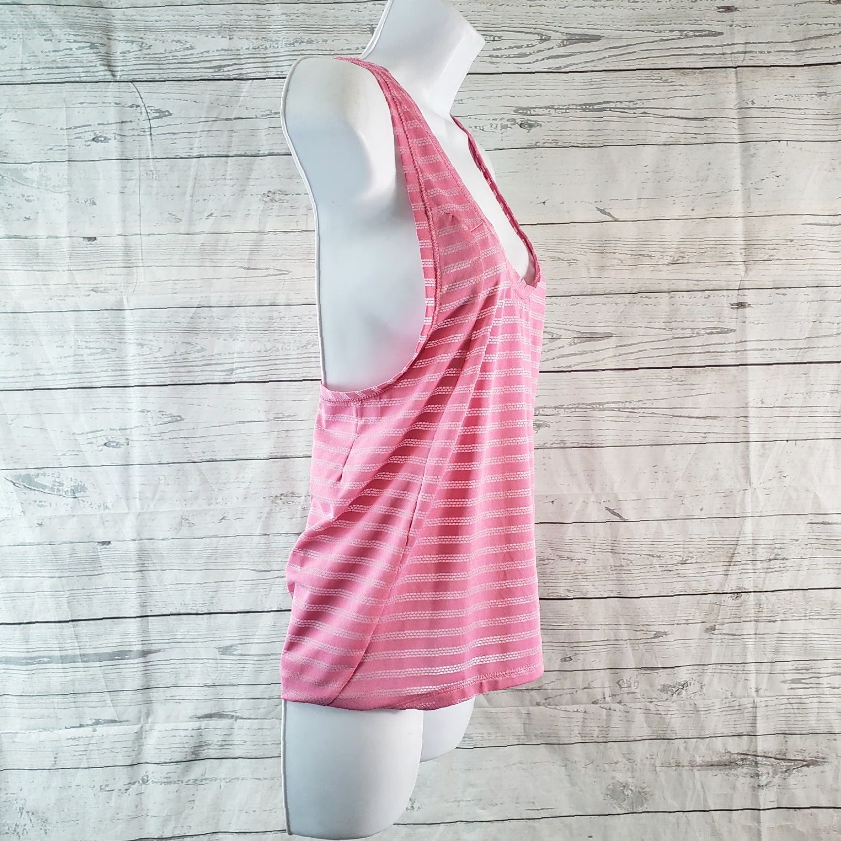 Pinko Zyia Tank Womens Nimbus Split Back Size L Pink Striped Scoop Neck VINTAGE? No—Activewear Size ONE SIZE - 3 Thumbnail