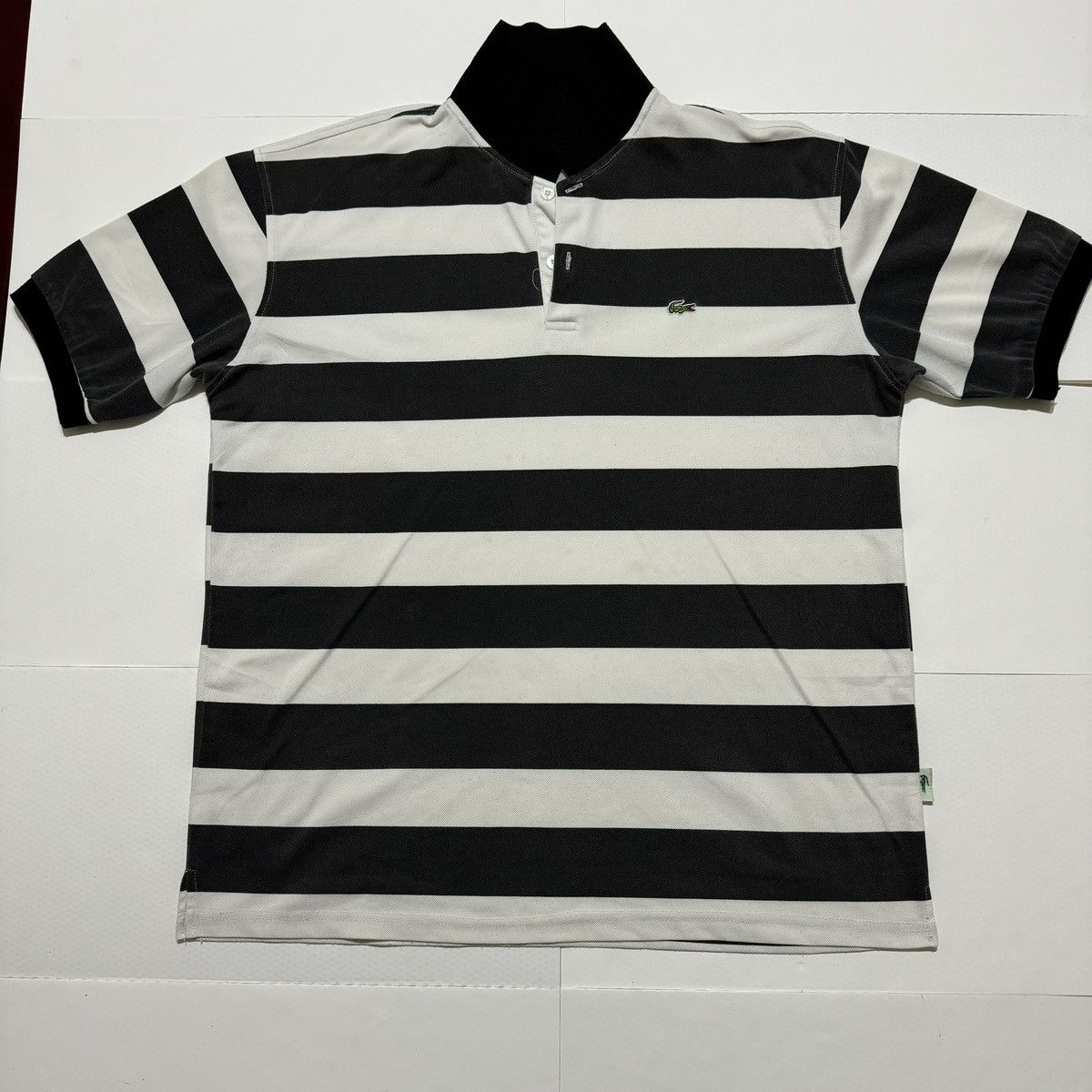 Lacoste × Vintage Lacoste Vintage Black White Striped Polo Rugby Golf Shirt Size US XL / EU 56 / 4 - 1 Thumbnail