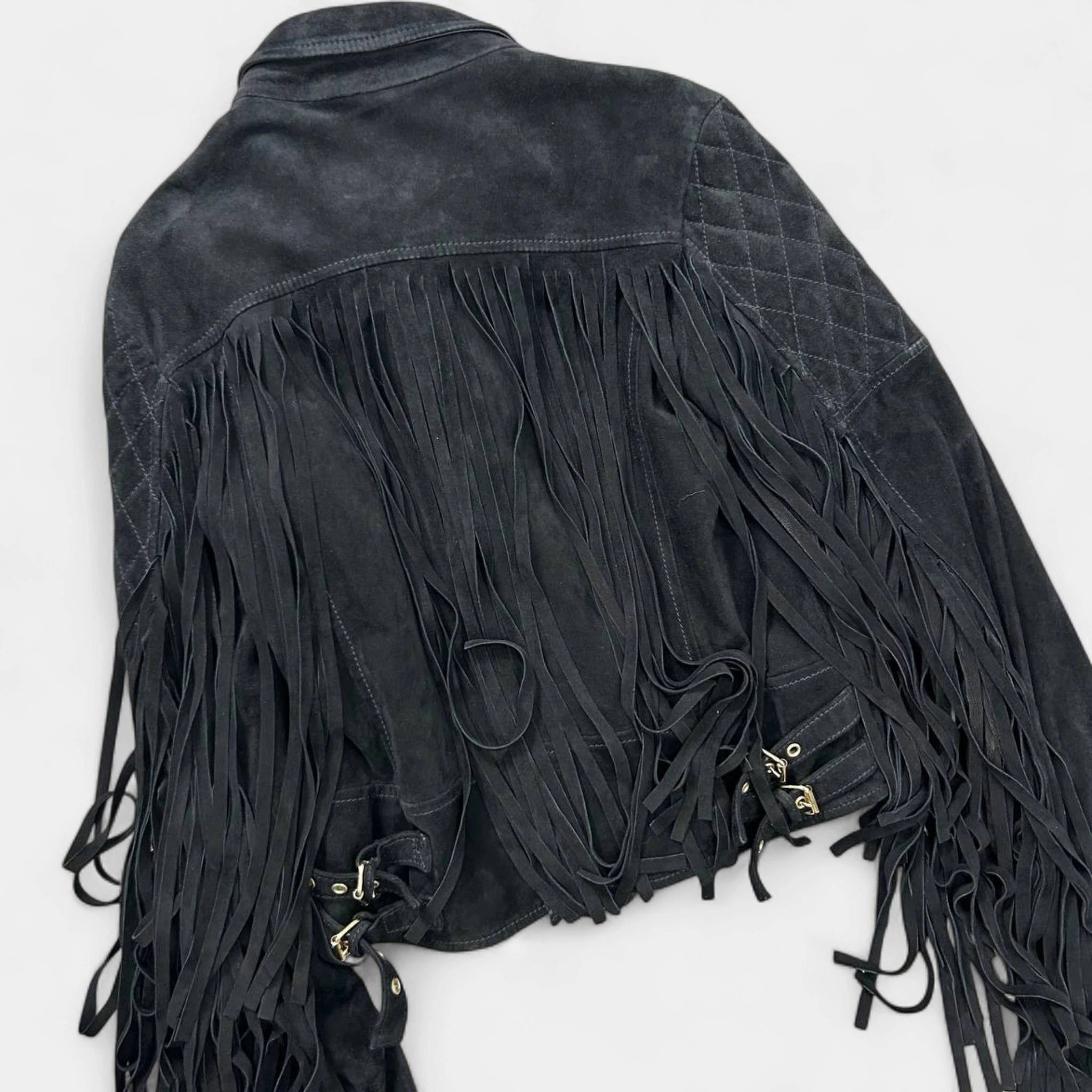 Balmain Pierre Balmain Suede Fringe Cowboy Biker Jacket Size US XS / EU 42 / 0 - 6 Thumbnail