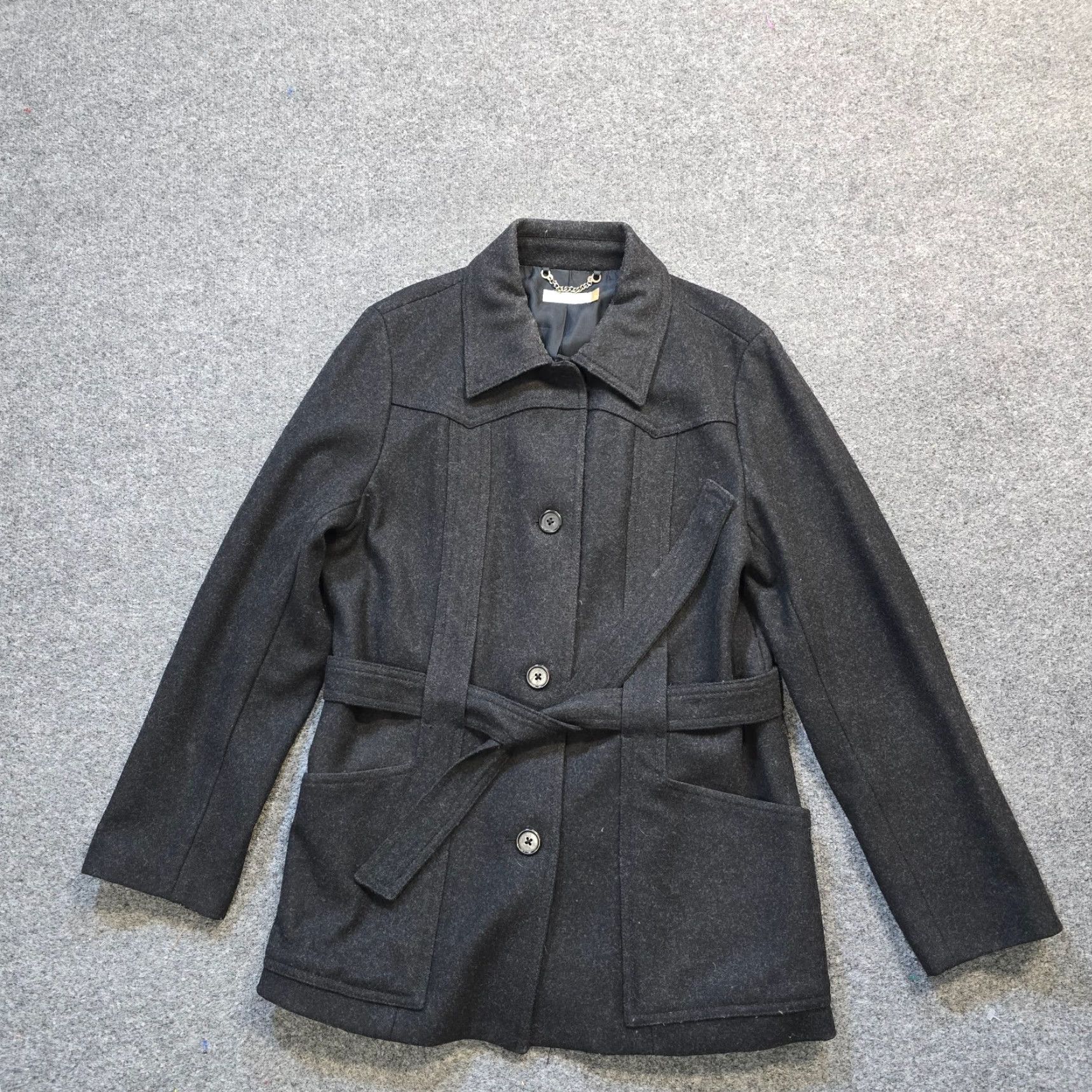 J.Crew J.CREW Jacket Womens Large Gray Wool Coat Trench Belt Career Overcoat Jacket/Coat Inner/Outer: Belted, Pockets (Regular) Mens Womens Girls Boys Size L / US 10 / IT 46 - 2 Thumbnail